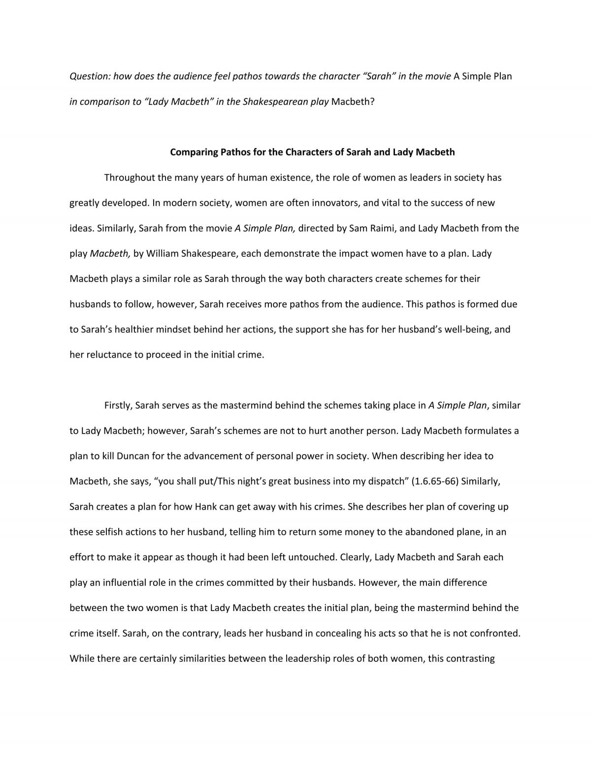 Macbeth Comparative Essay - Page 1