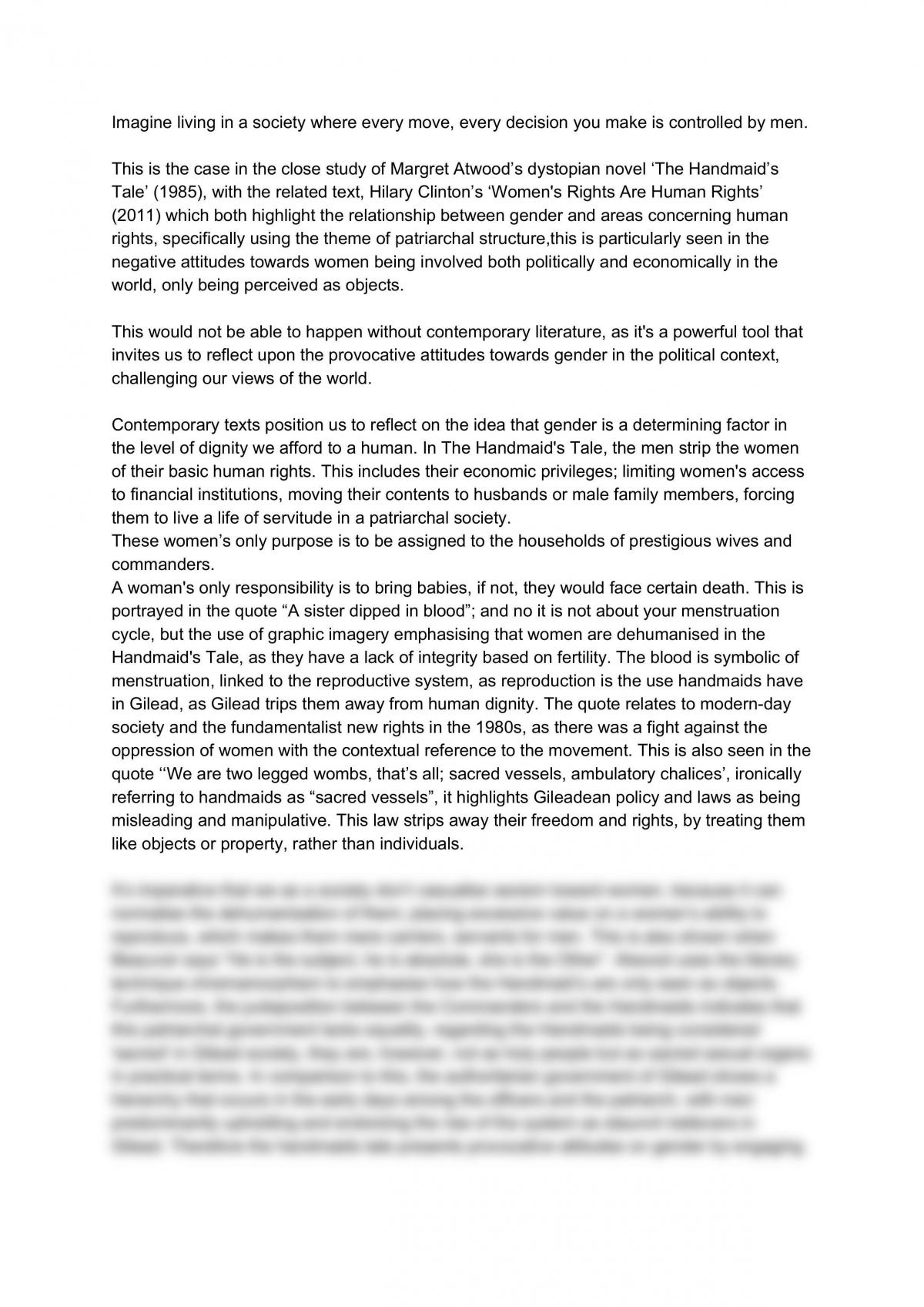 The Handmaid's Tale essay - Page 1