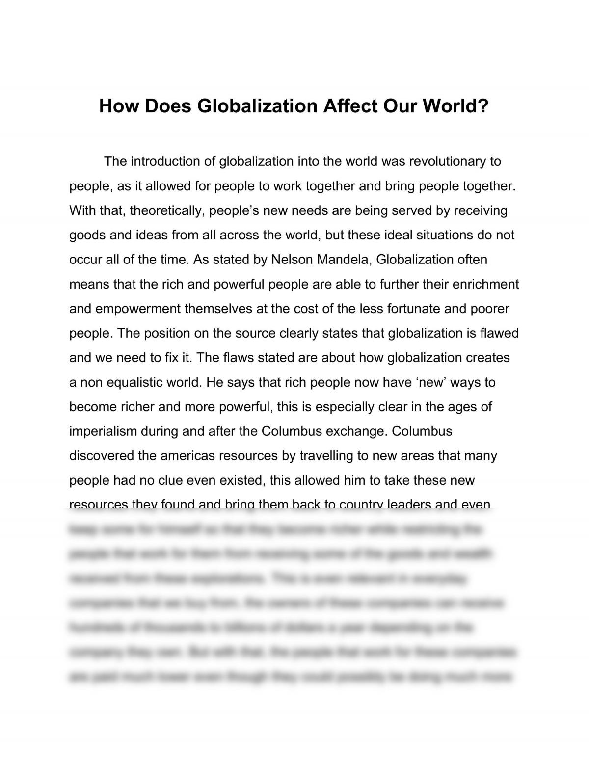 How Does Globalization Affect Our World? - Page 1