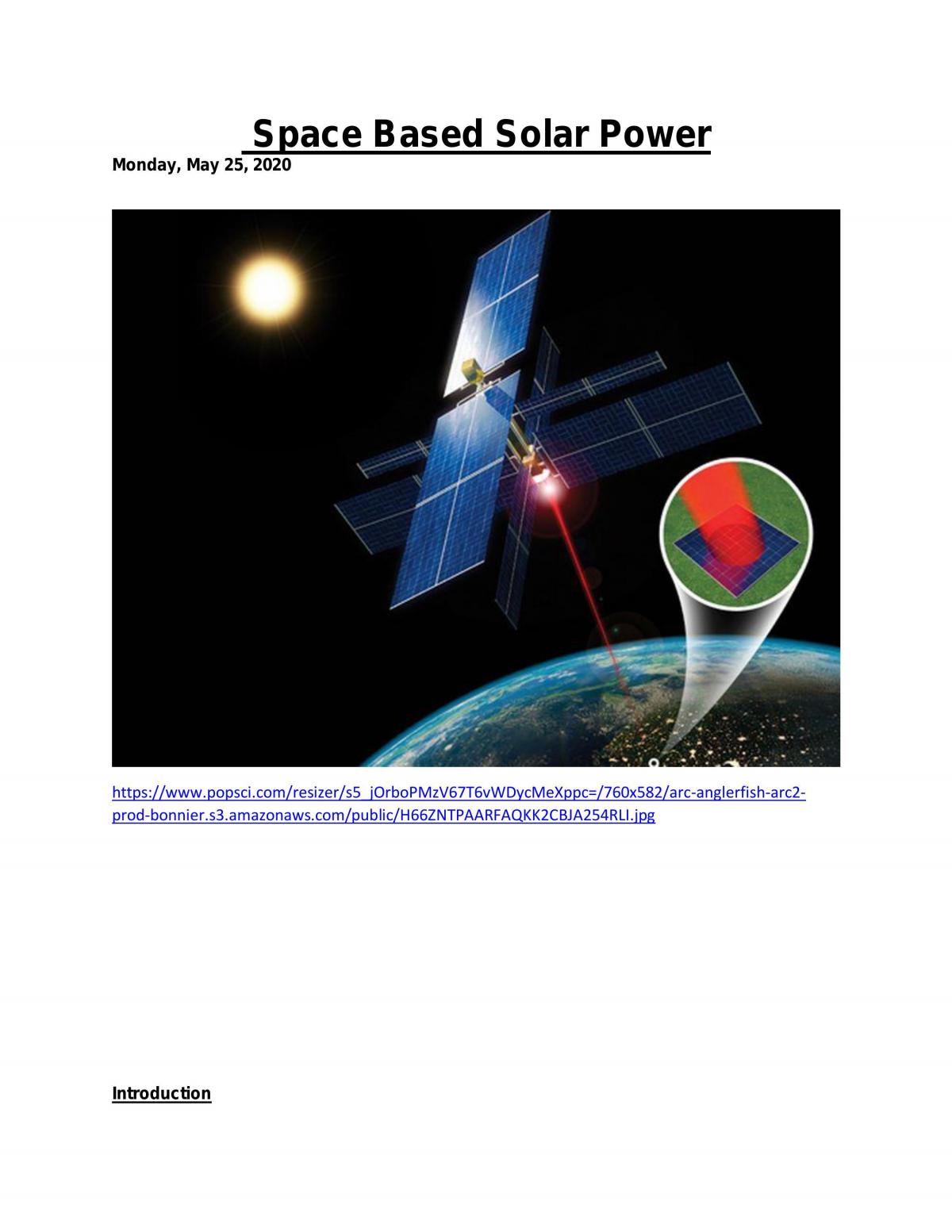 Space Based Solar Power Sattelite - Page 1