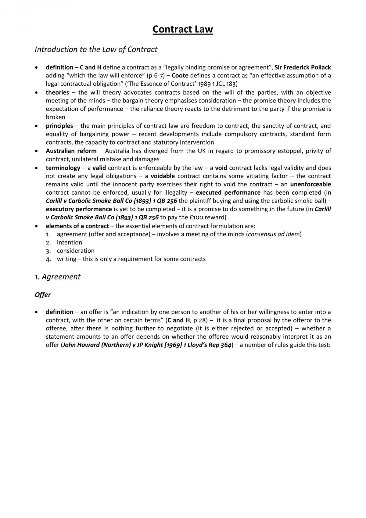 Contracts Law Notes - Page 1