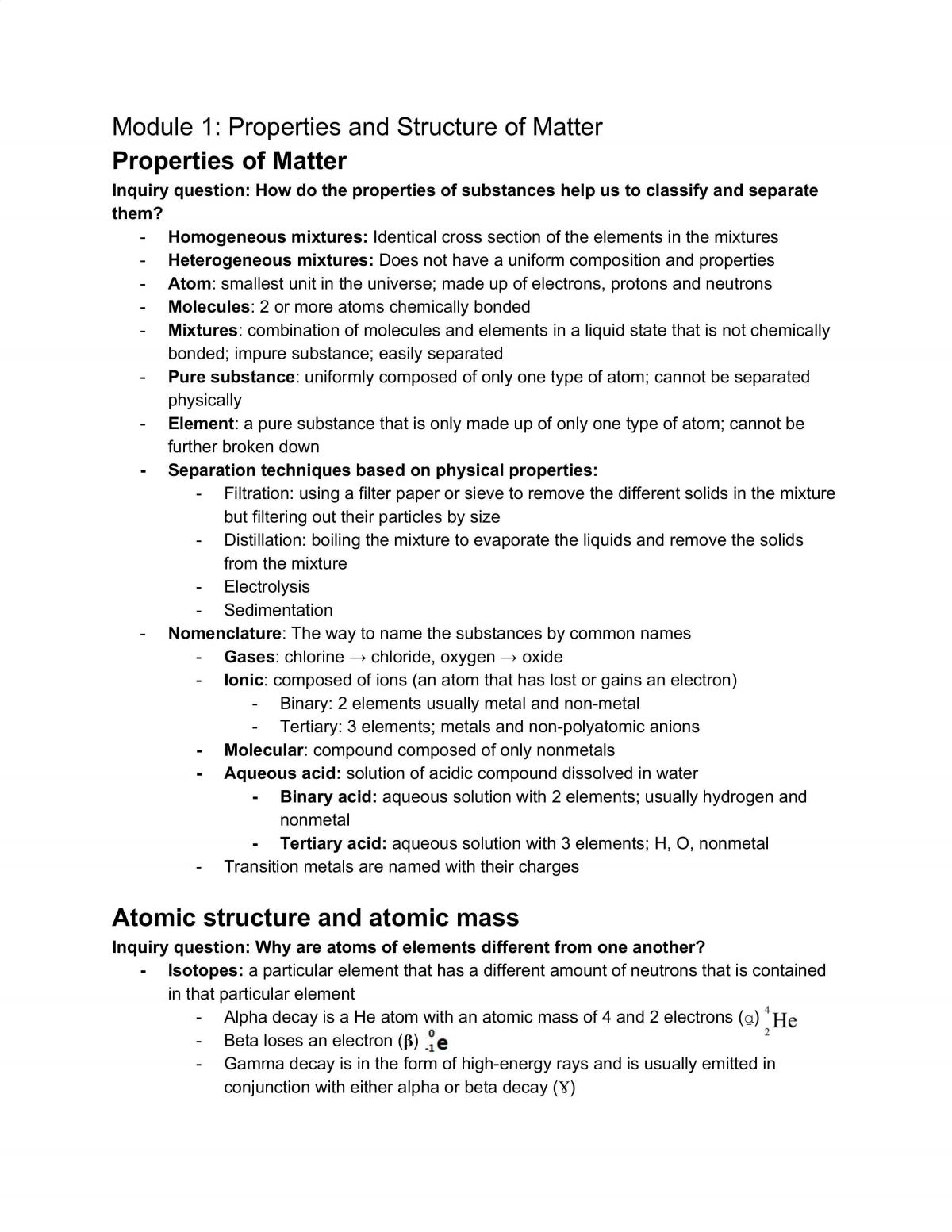 Prelim Chem Notes - Page 1
