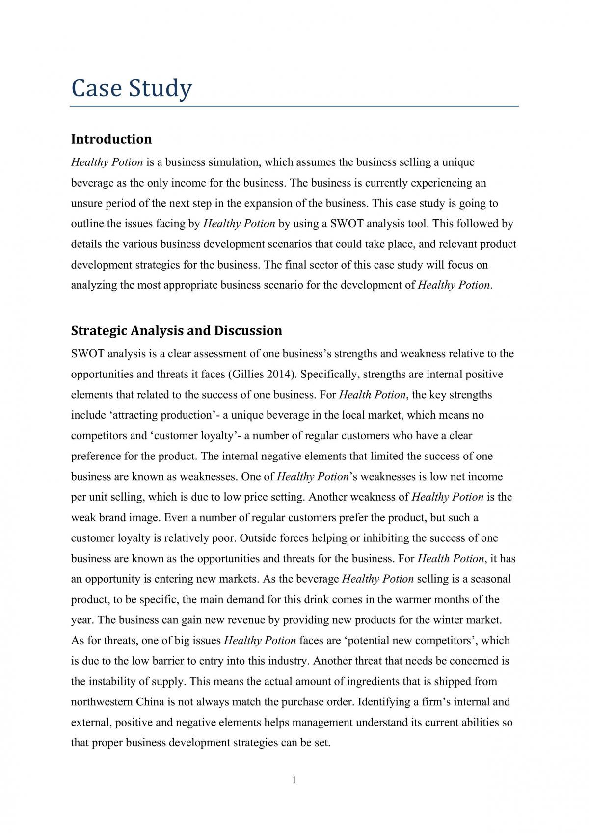 BUSS1001 Case Study - Page 1