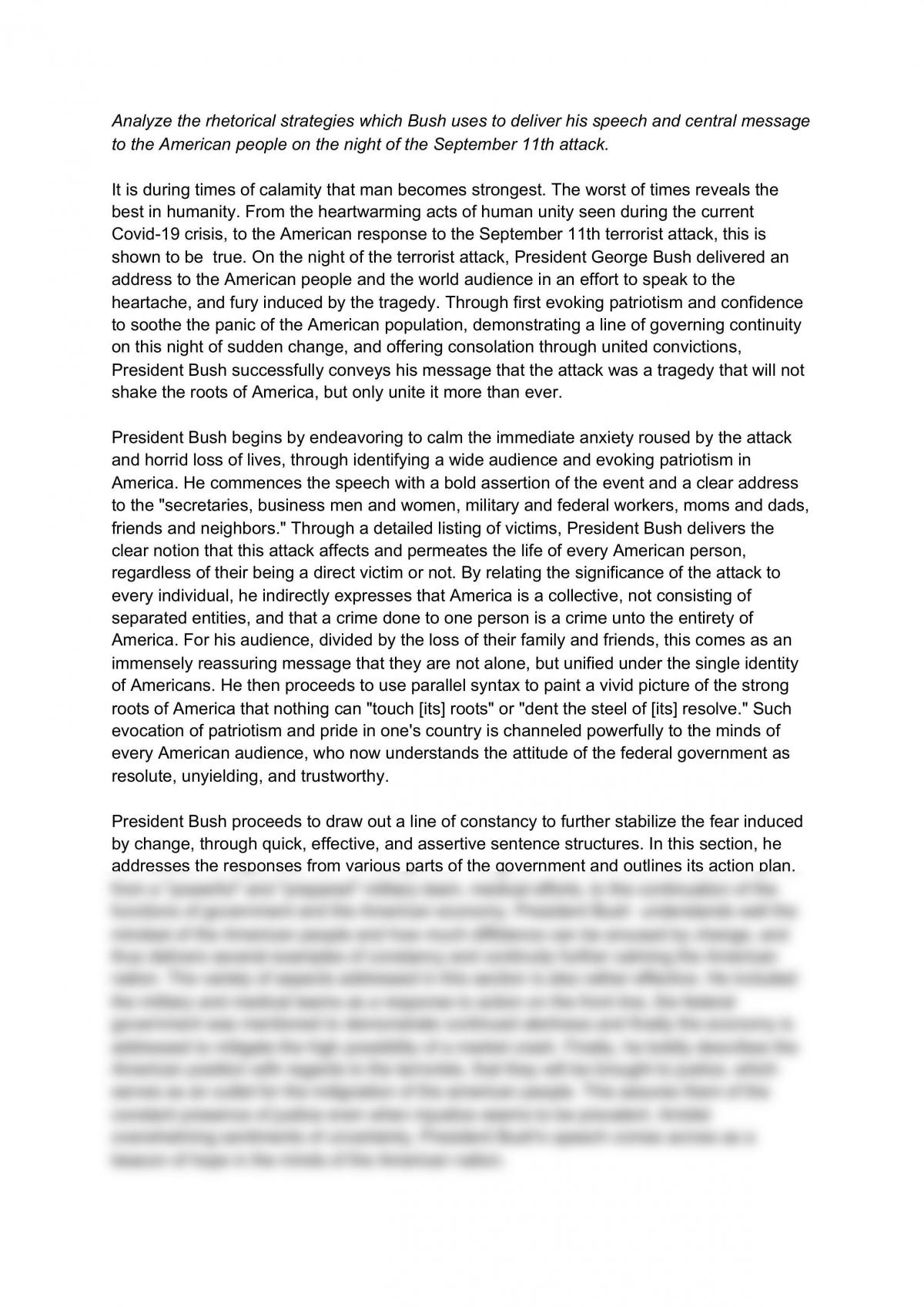 Bush Rhetorical Analysis - Page 1