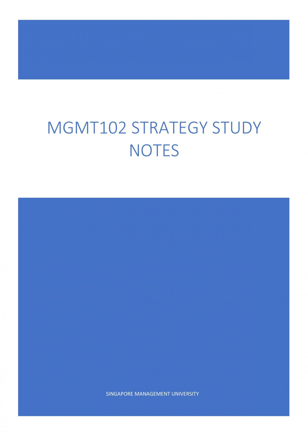 MGMT102 Strategy Study Notes - Page 1