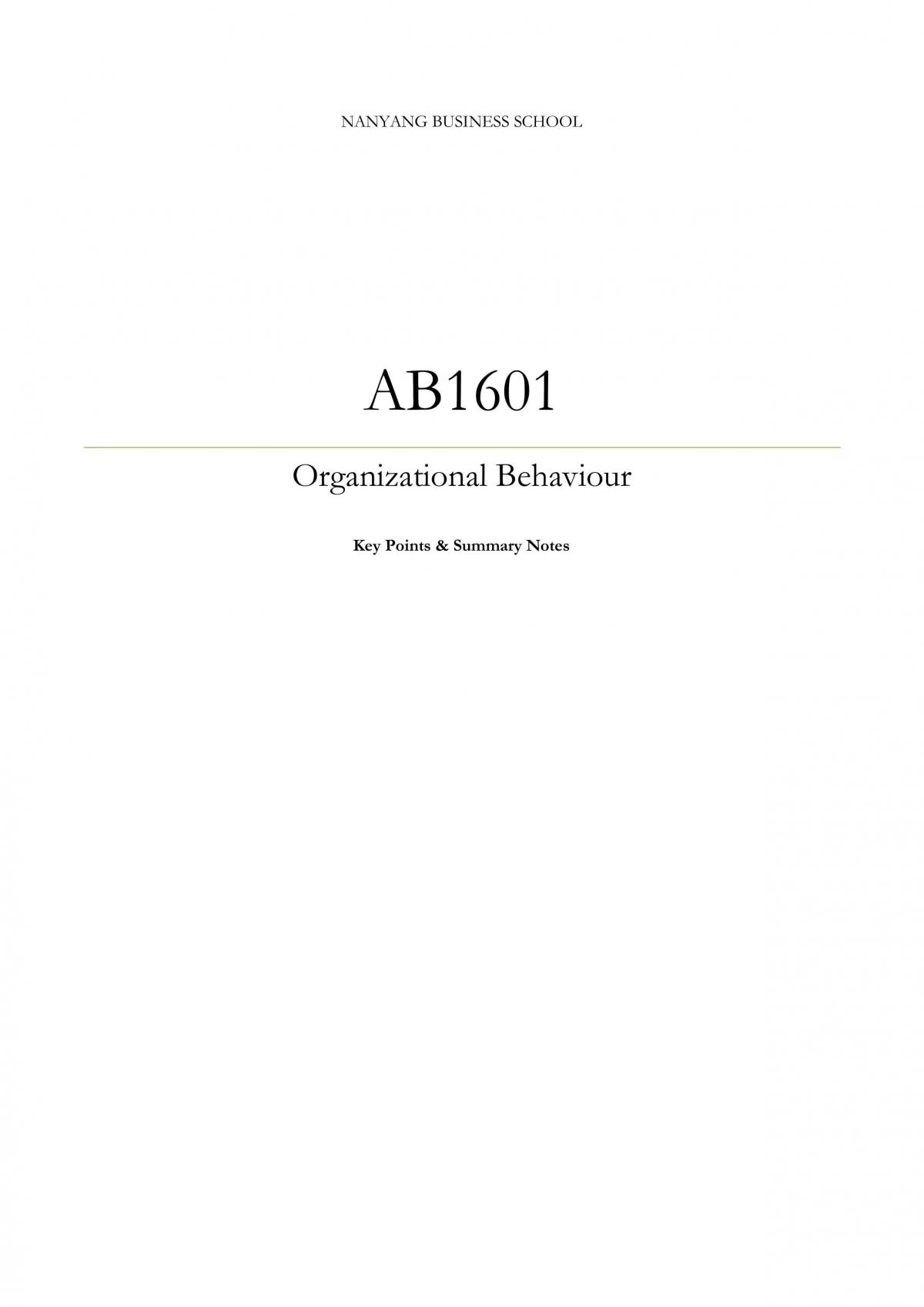 Organizational Behavior and Design Complete Study Notes  - Page 1