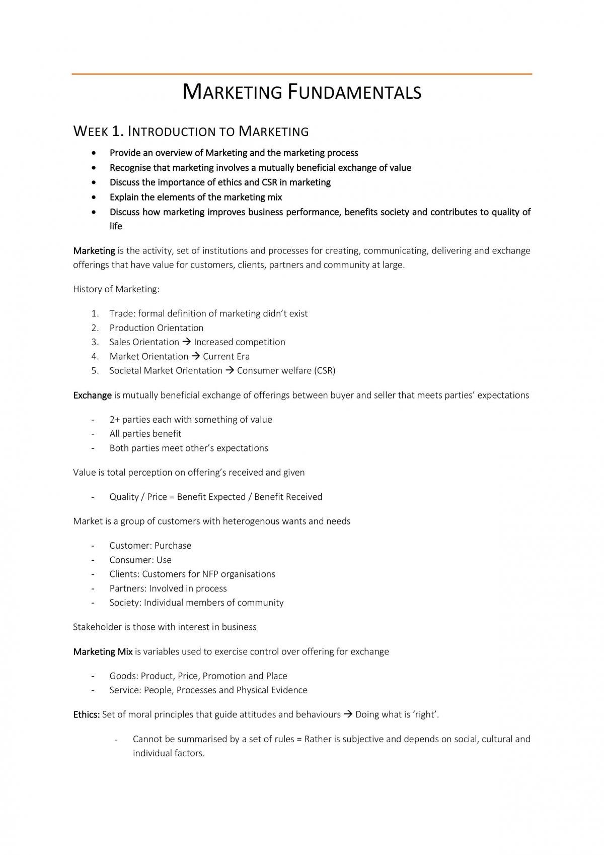Complete Marketing Study Notes  - Page 1