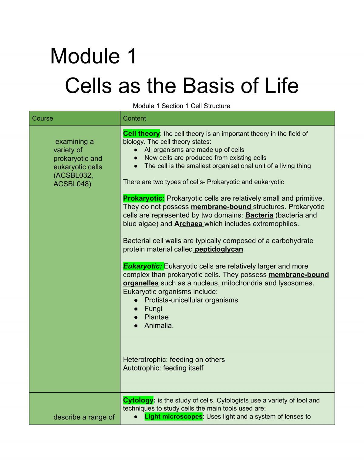 Biology preleminary notes - Page 1