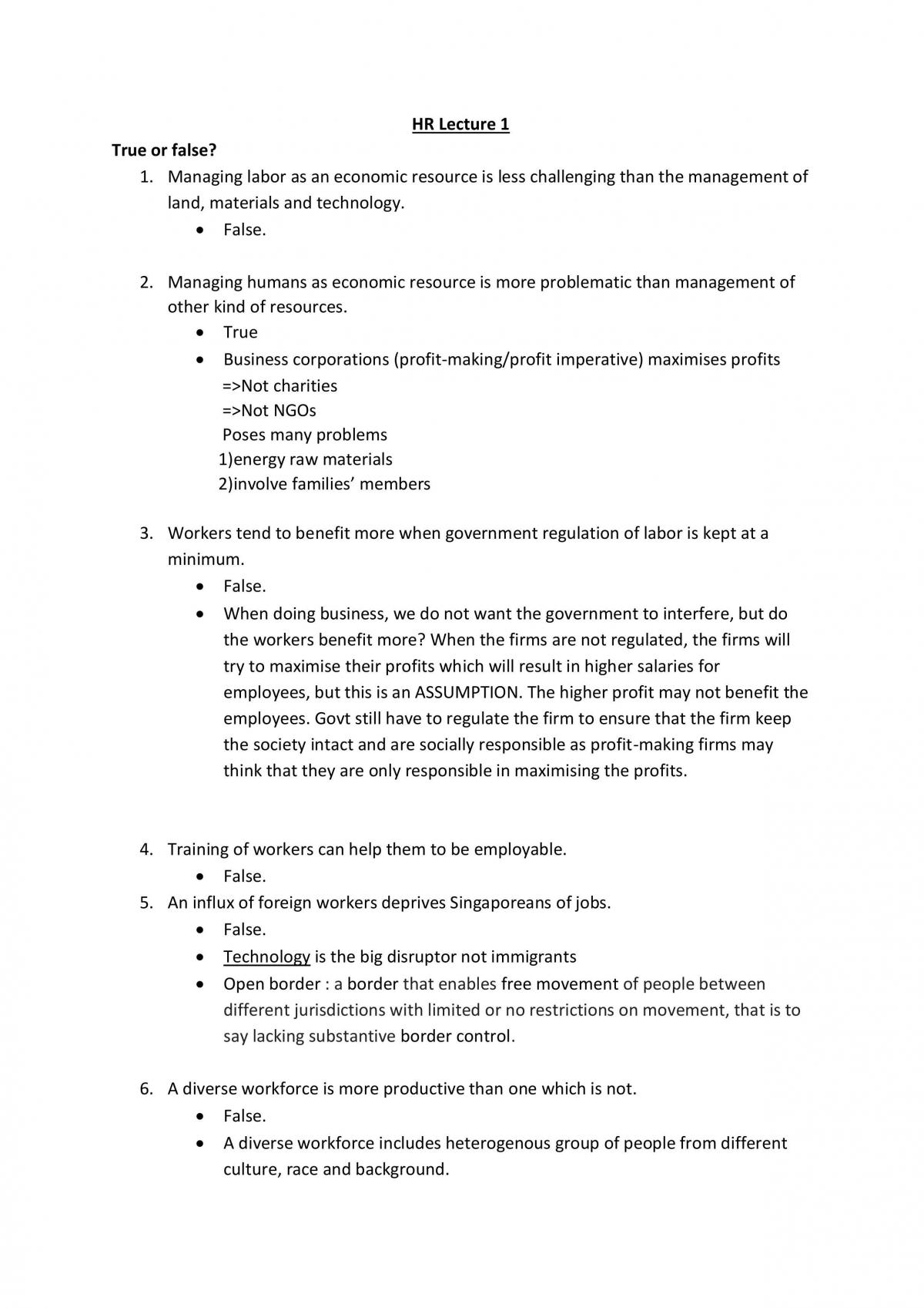 Intro to HRM Study Notes  - Page 1