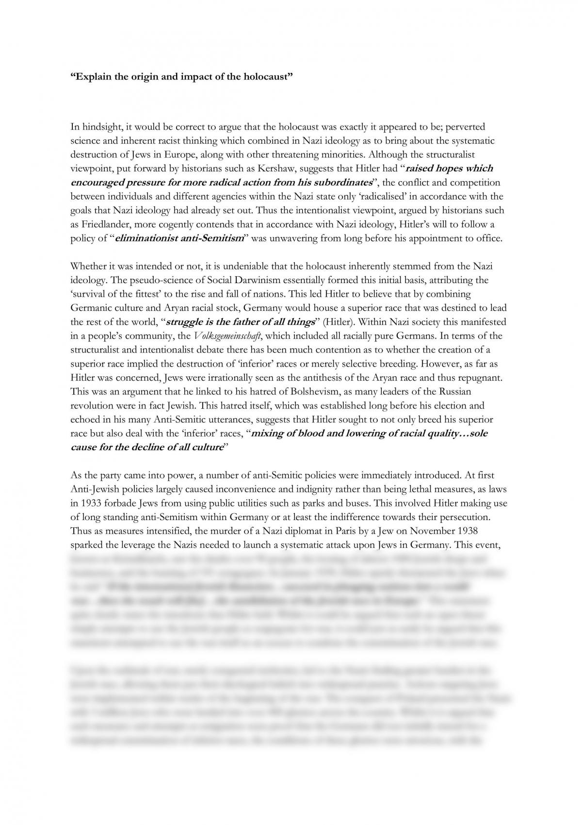 Holocaust Essay - Page 1