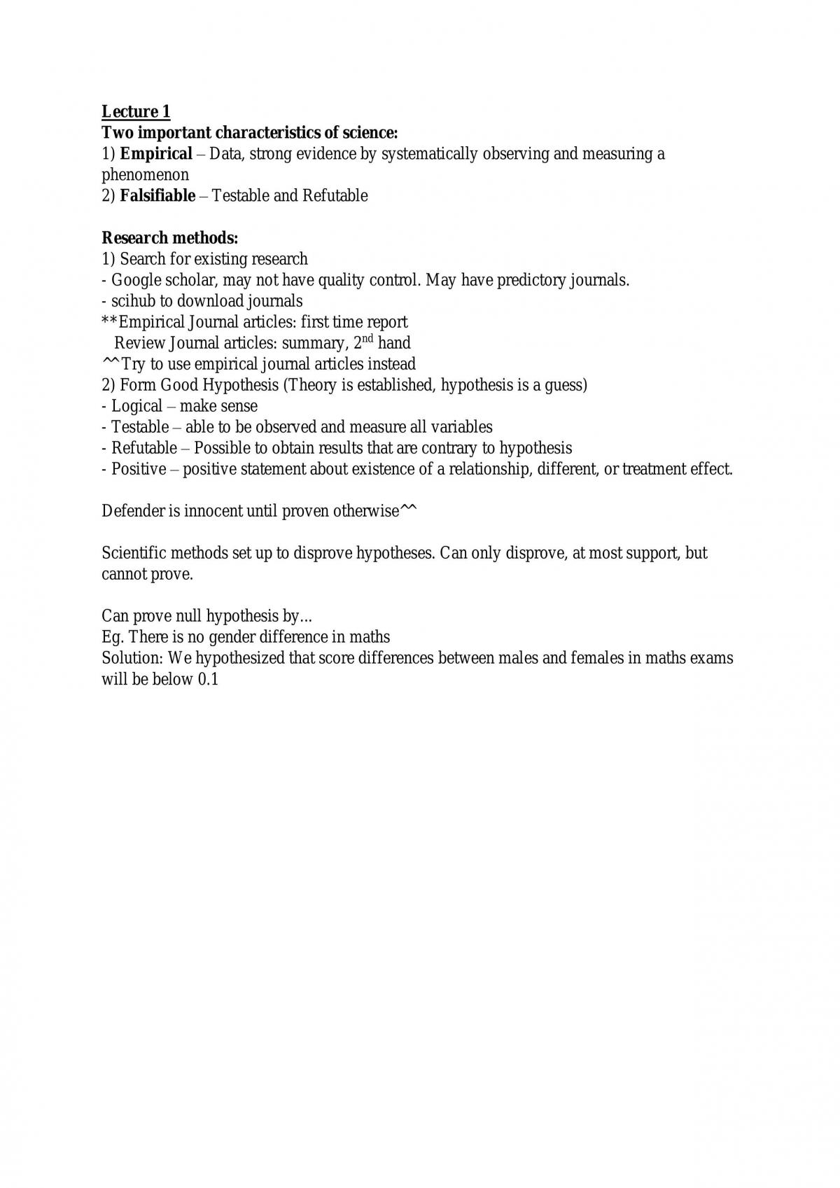 Research Methods 1 Notes - Page 1