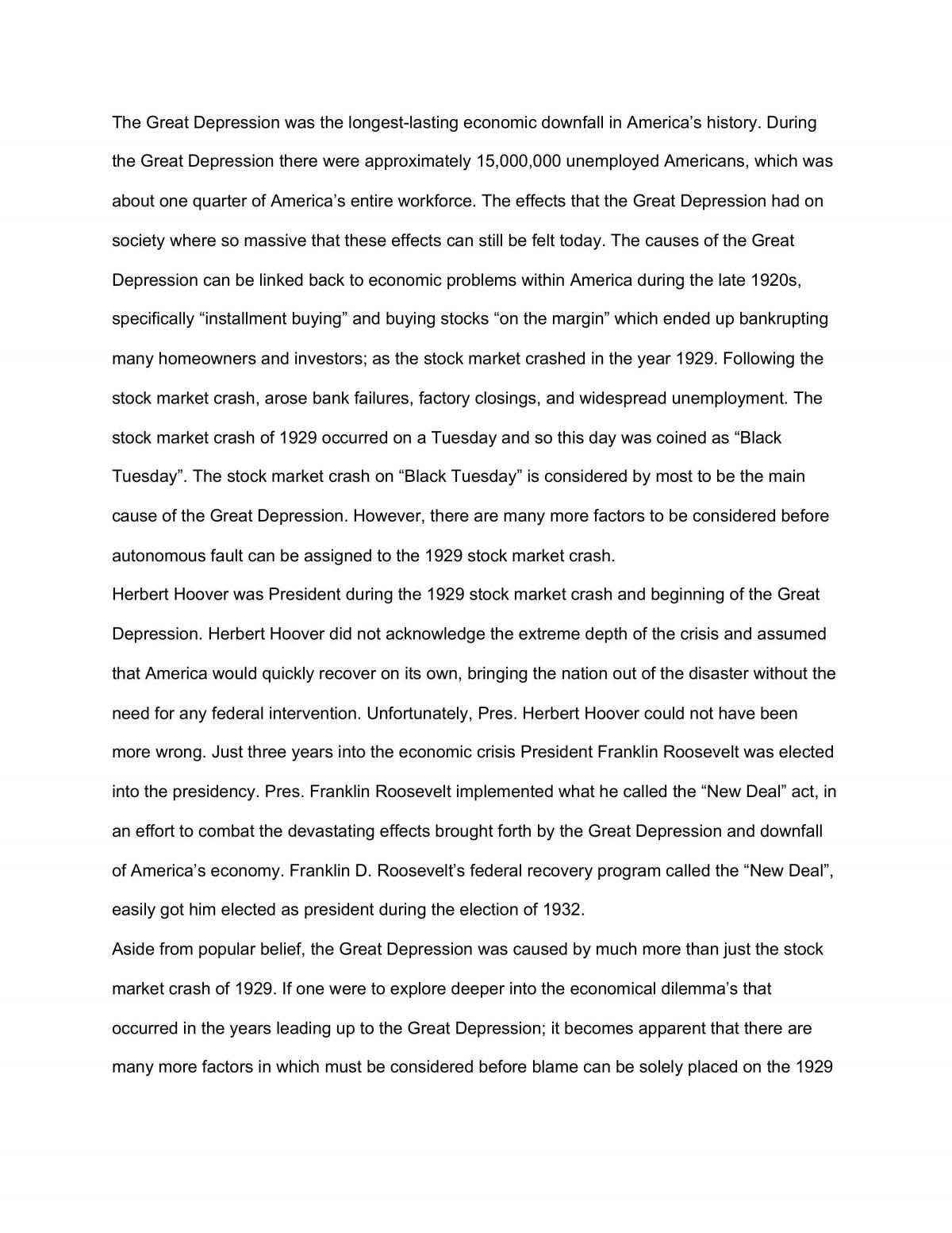 The Great Depression and its long lasting effects - Page 1