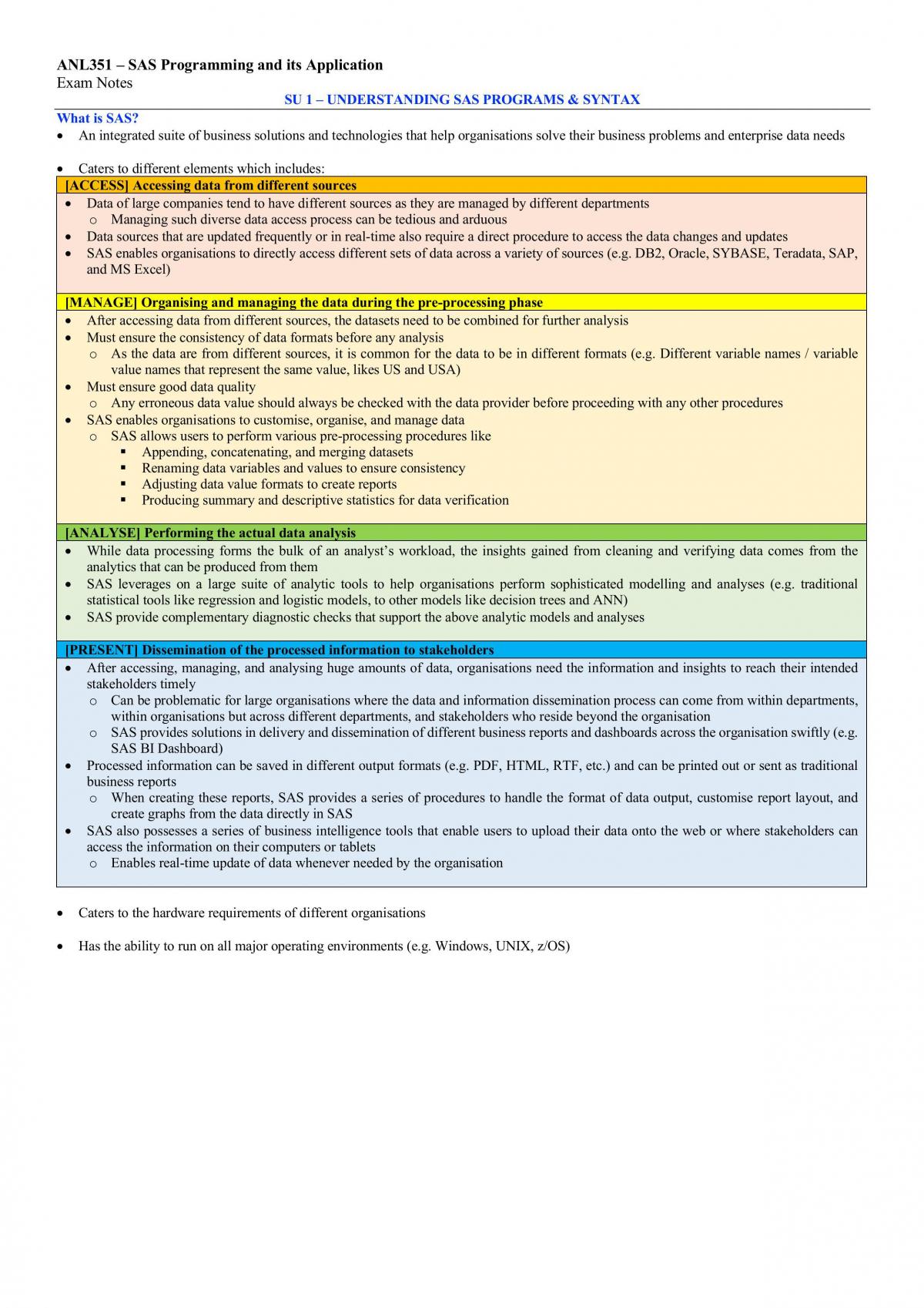 ANL351 - SAS Programming & its Application Notes - Page 1