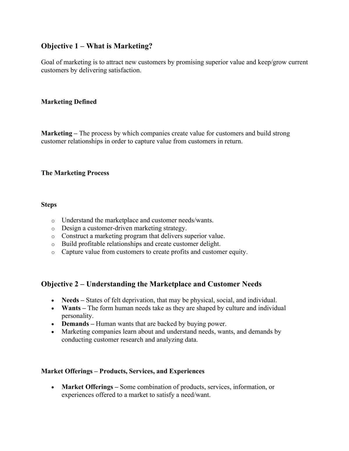MGT252 Principles of Marketing Notes - Page 1