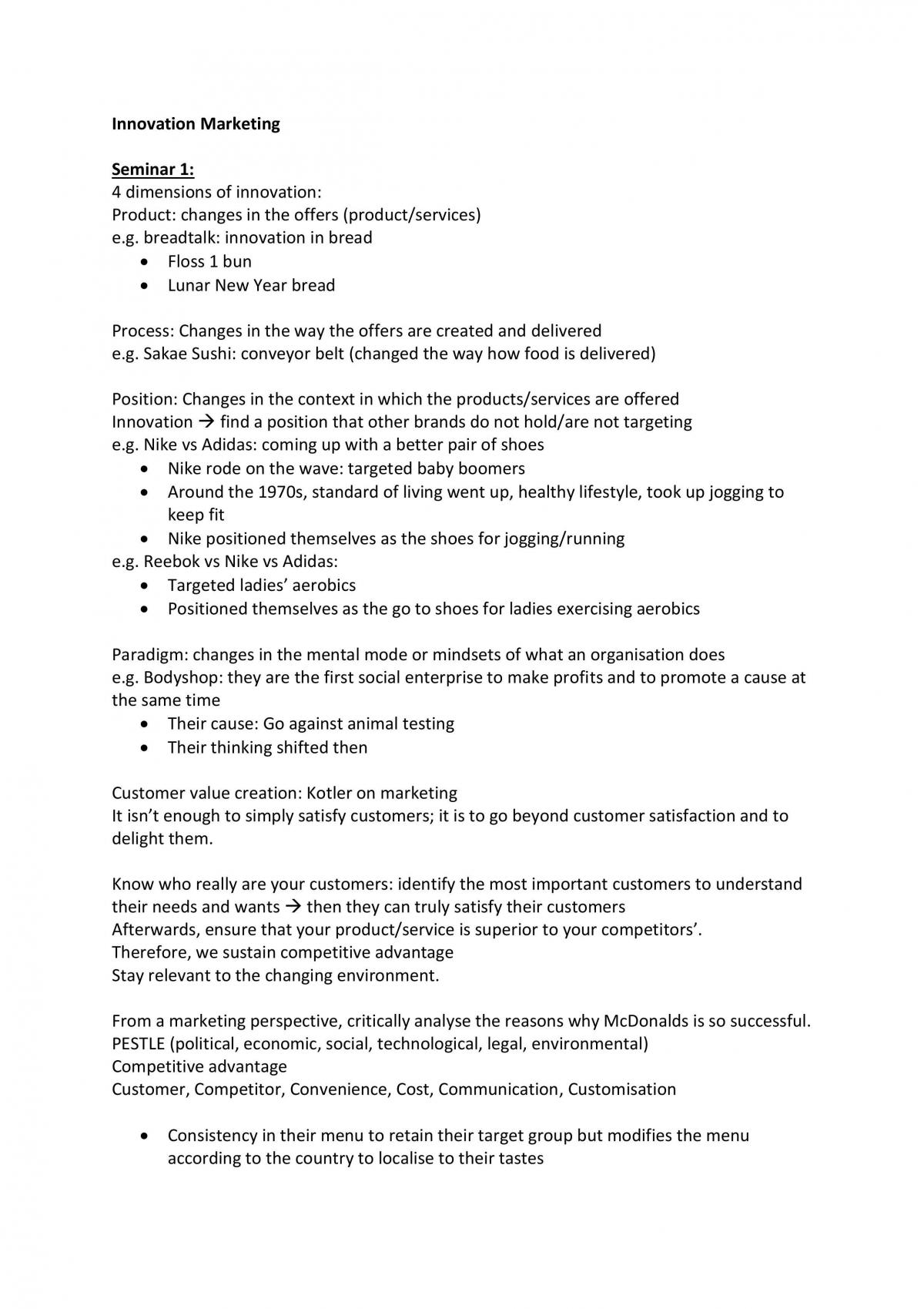 Reference notes for Innovation Marketing - Page 1
