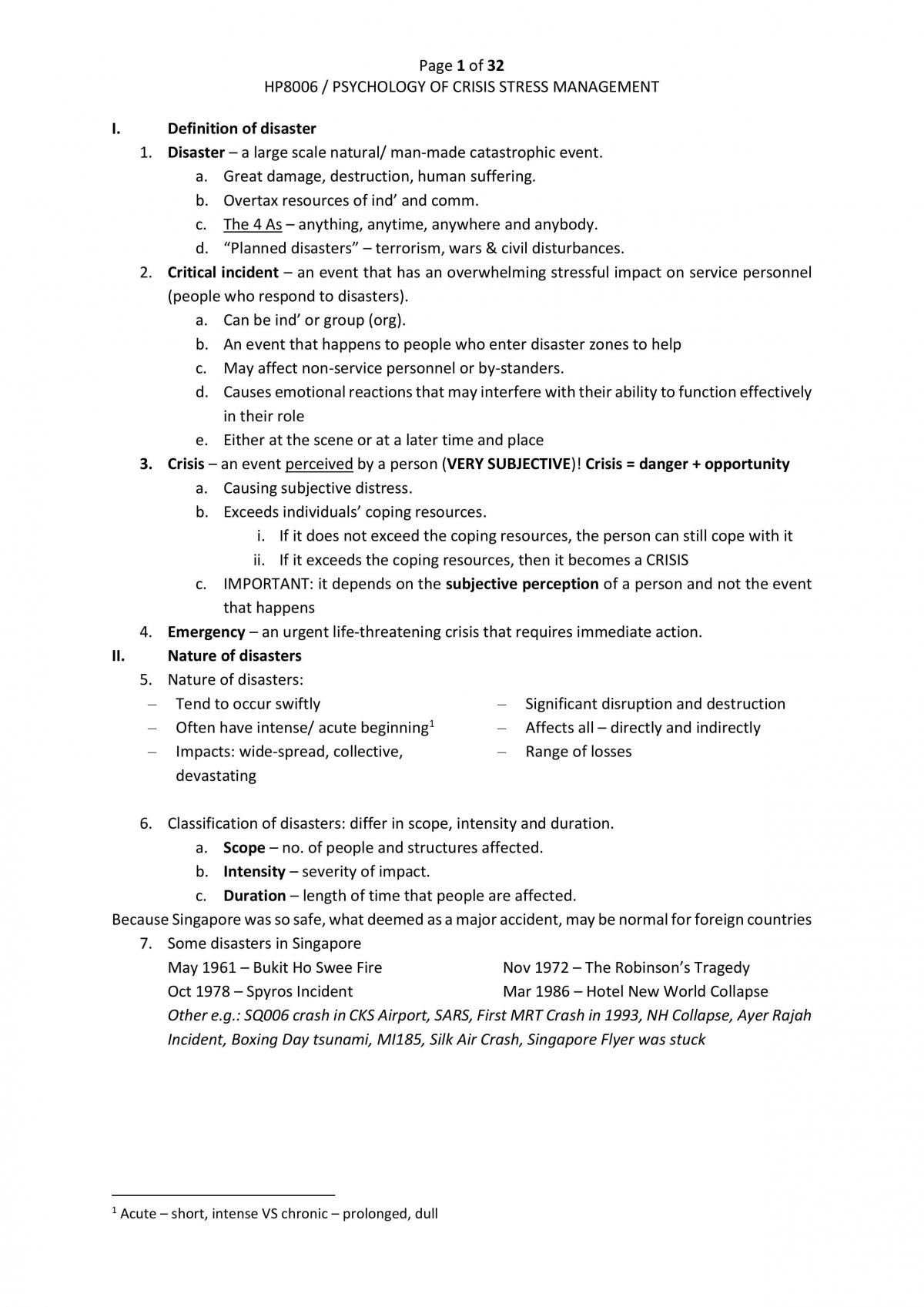 Summary notes for HP8006 - Page 1