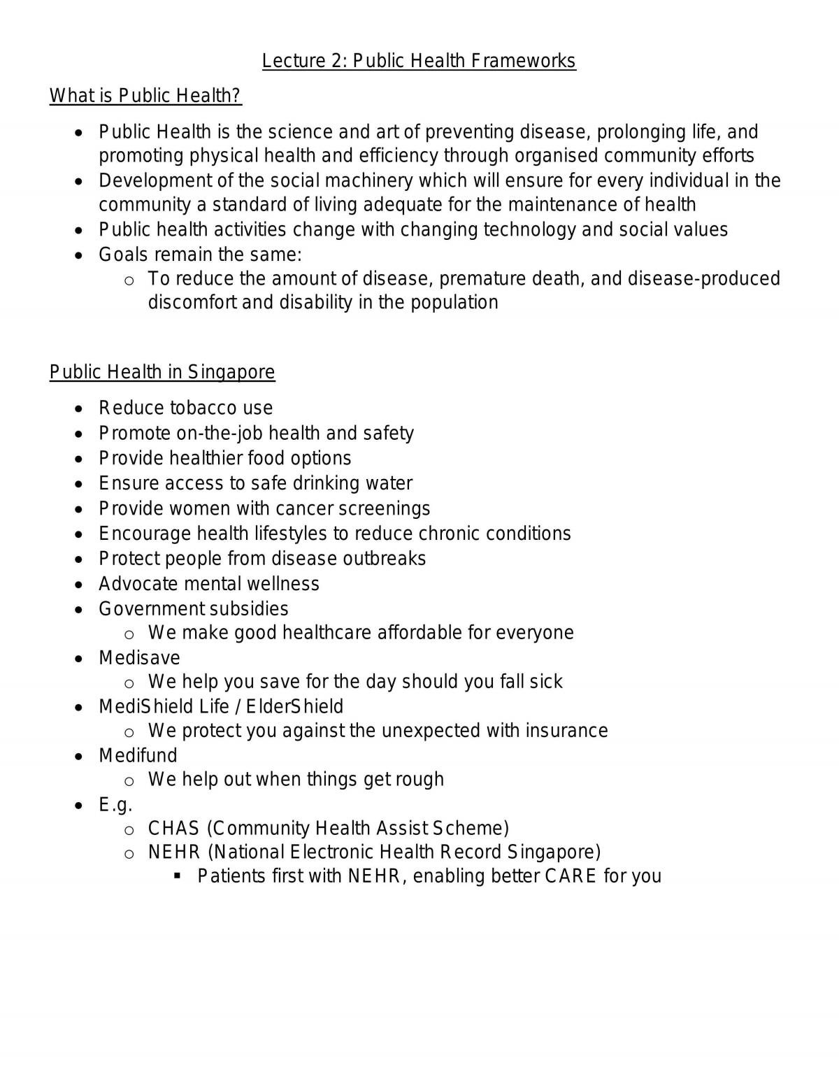 Public Health Notes - Page 1