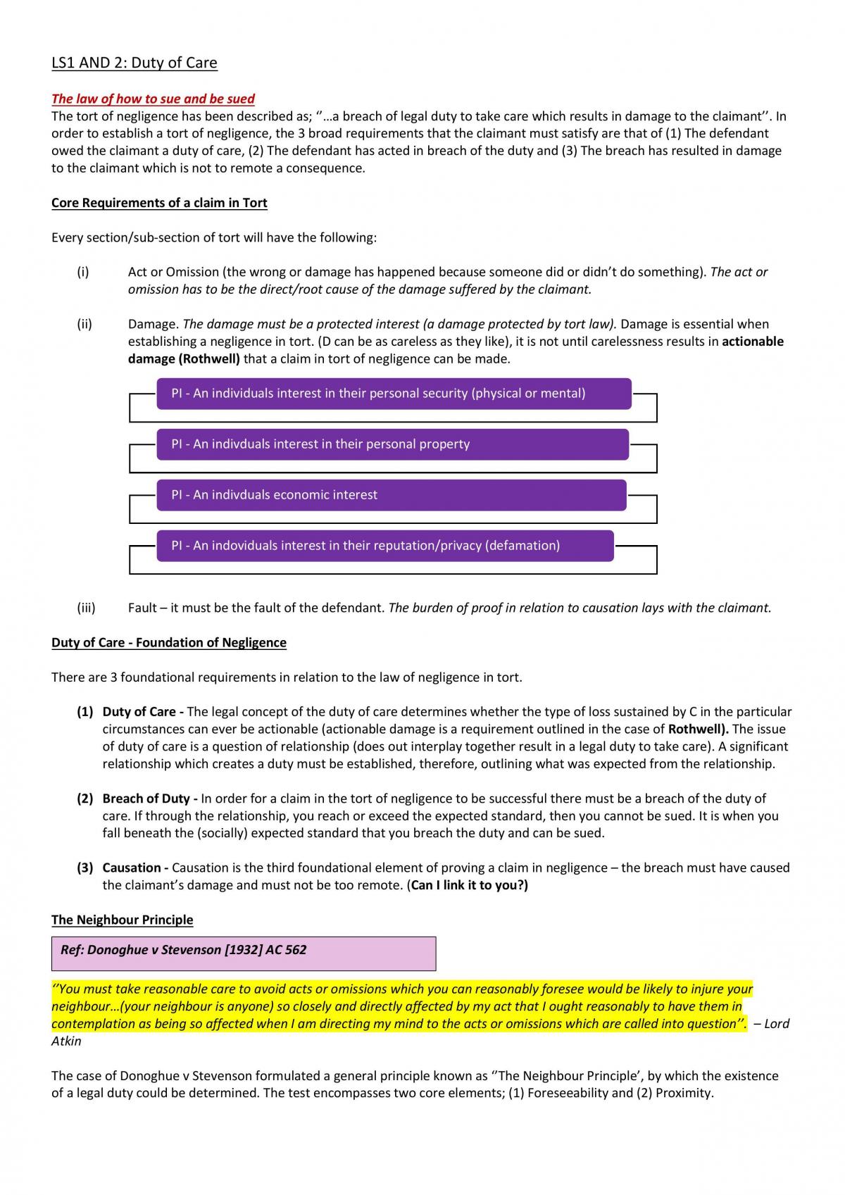 Tort Study Notes - Page 1