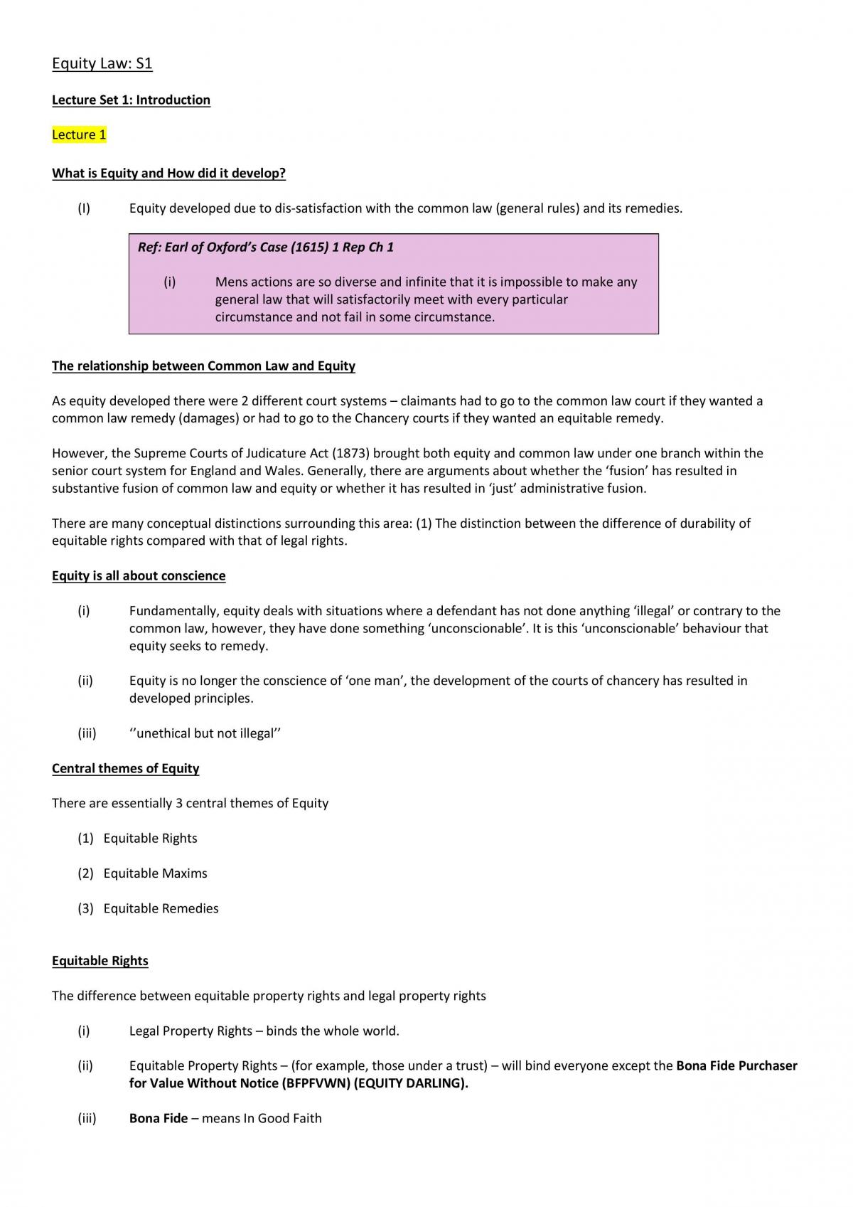 Equity Study Notes - Page 1