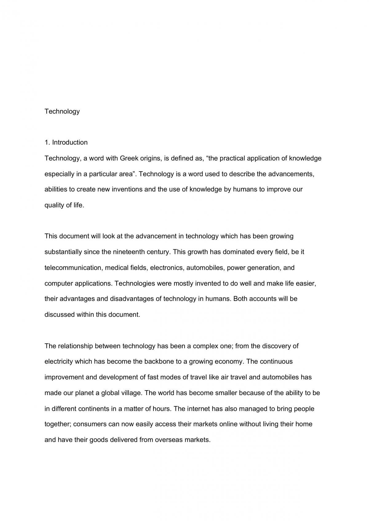 Technology Essay - Page 1