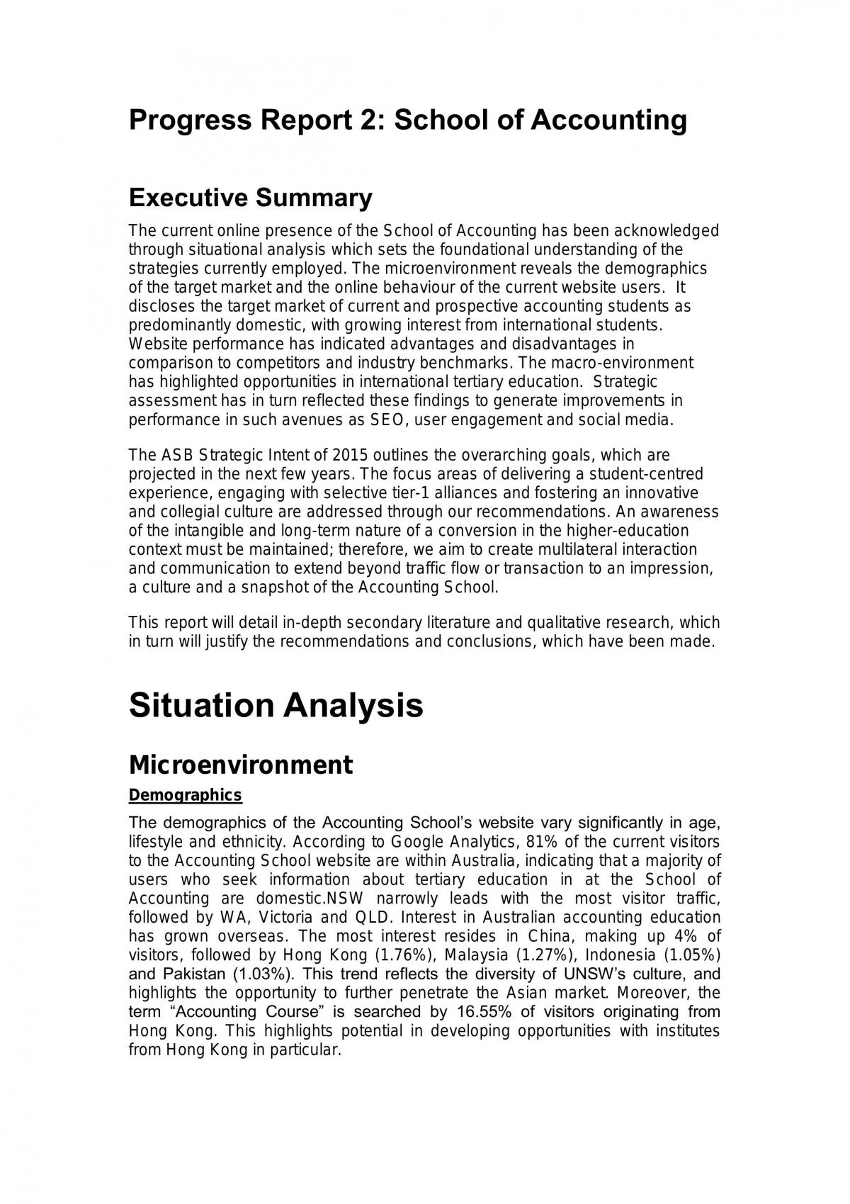Progress Report 2: School of Accounting  - Page 1