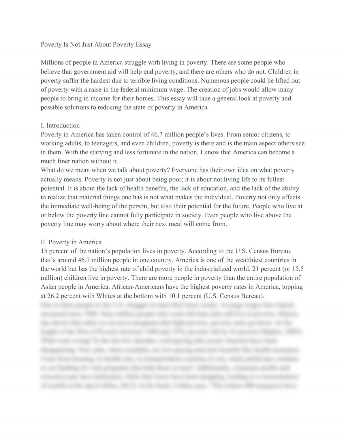 Poverty Is Not Just Poverty Essay - Page 1