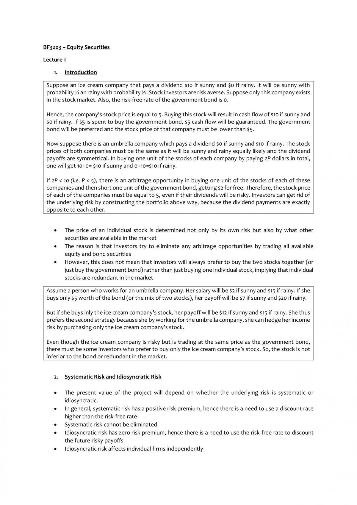 BF3203 - Equities Securities Notes - Page 1