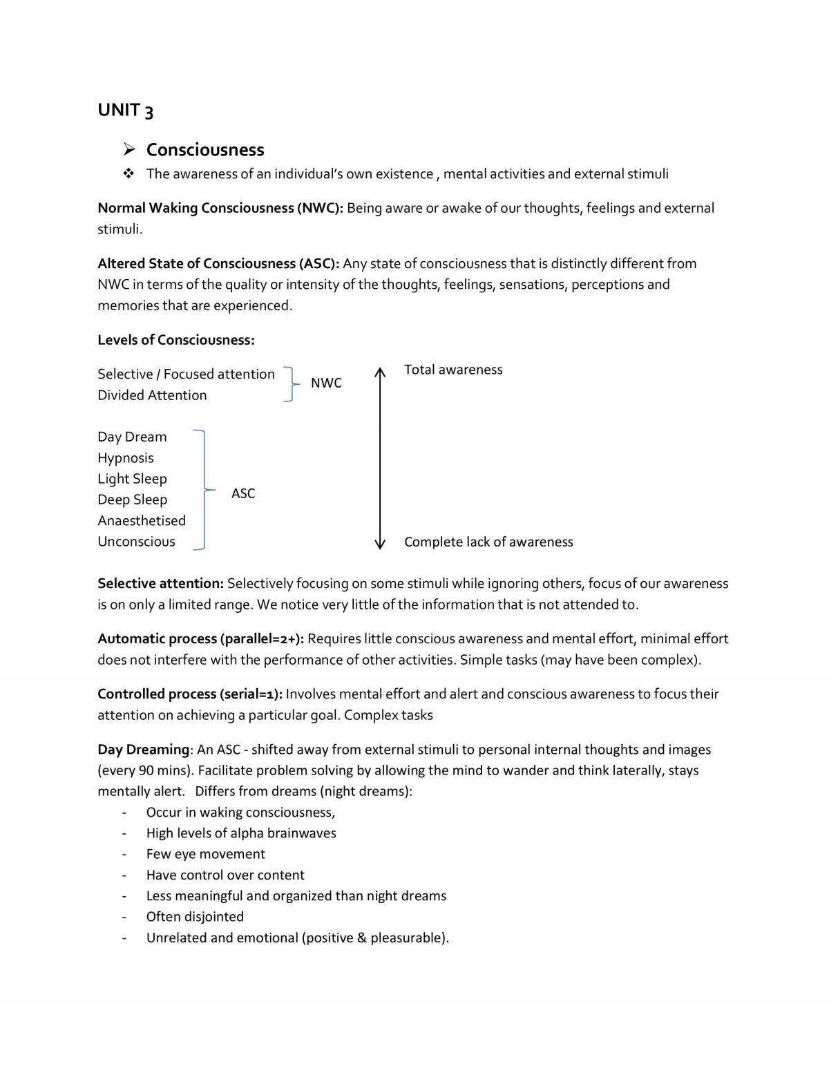 Psychology 3/4 Study Notes - Page 1