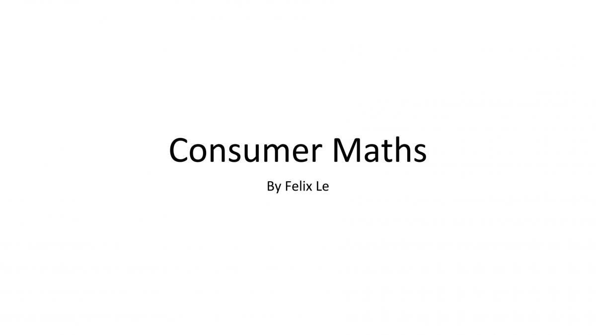 Consumer Maths Notes - Page 1