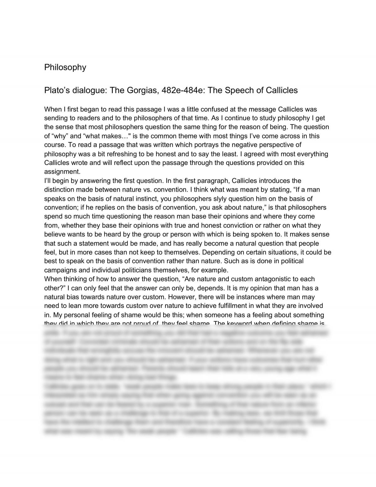 Philosophy, Plato’s dialogue - Page 1
