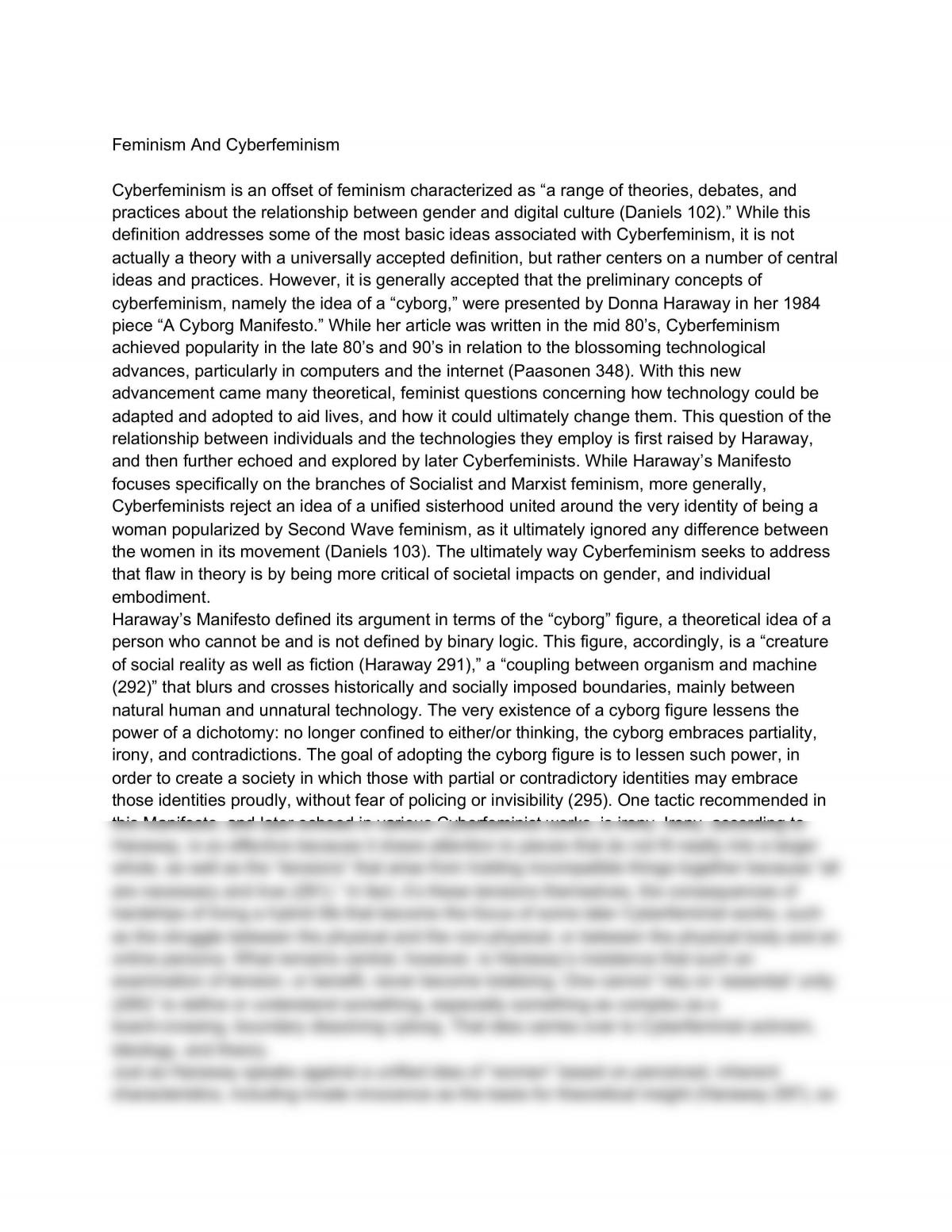 Feminism And Cyberfeminism - Page 1