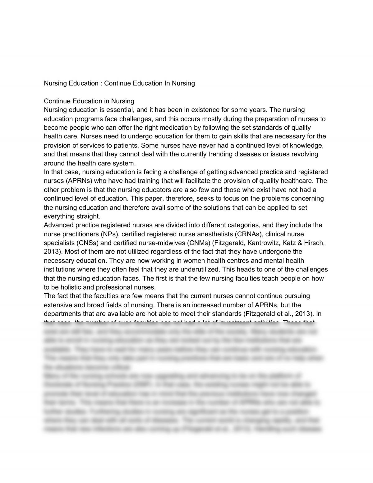 Nursing Education : Continue Education In Nursing - Page 1