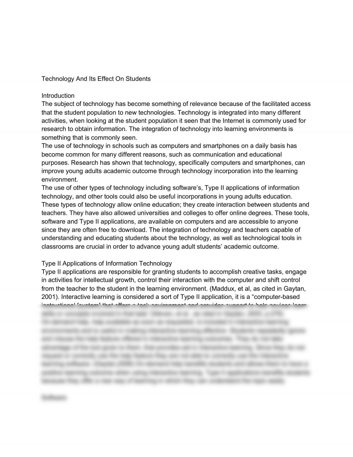 Technology And Its Effect On Students - Page 1