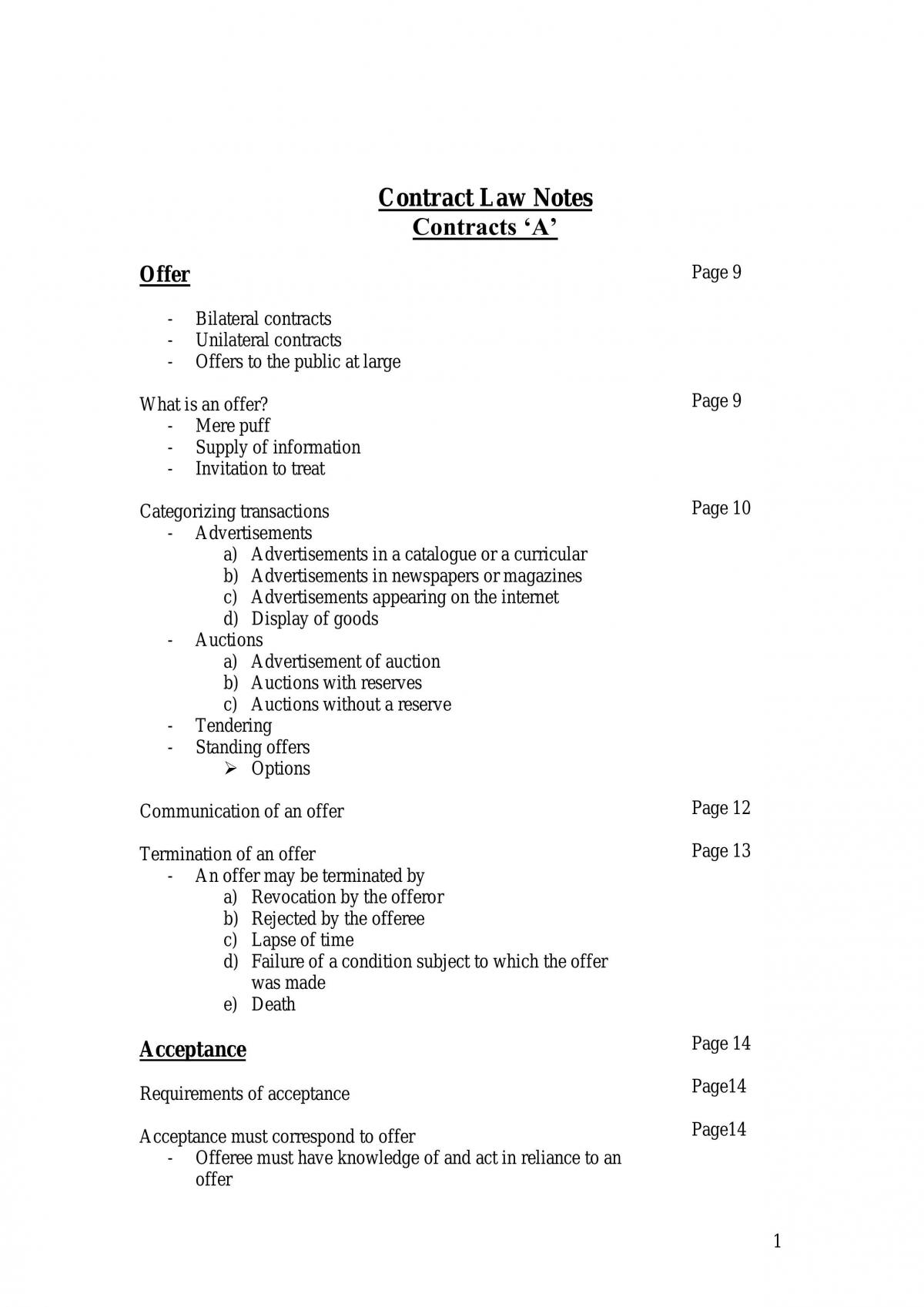 Complete Contracts Study Notes - Page 1