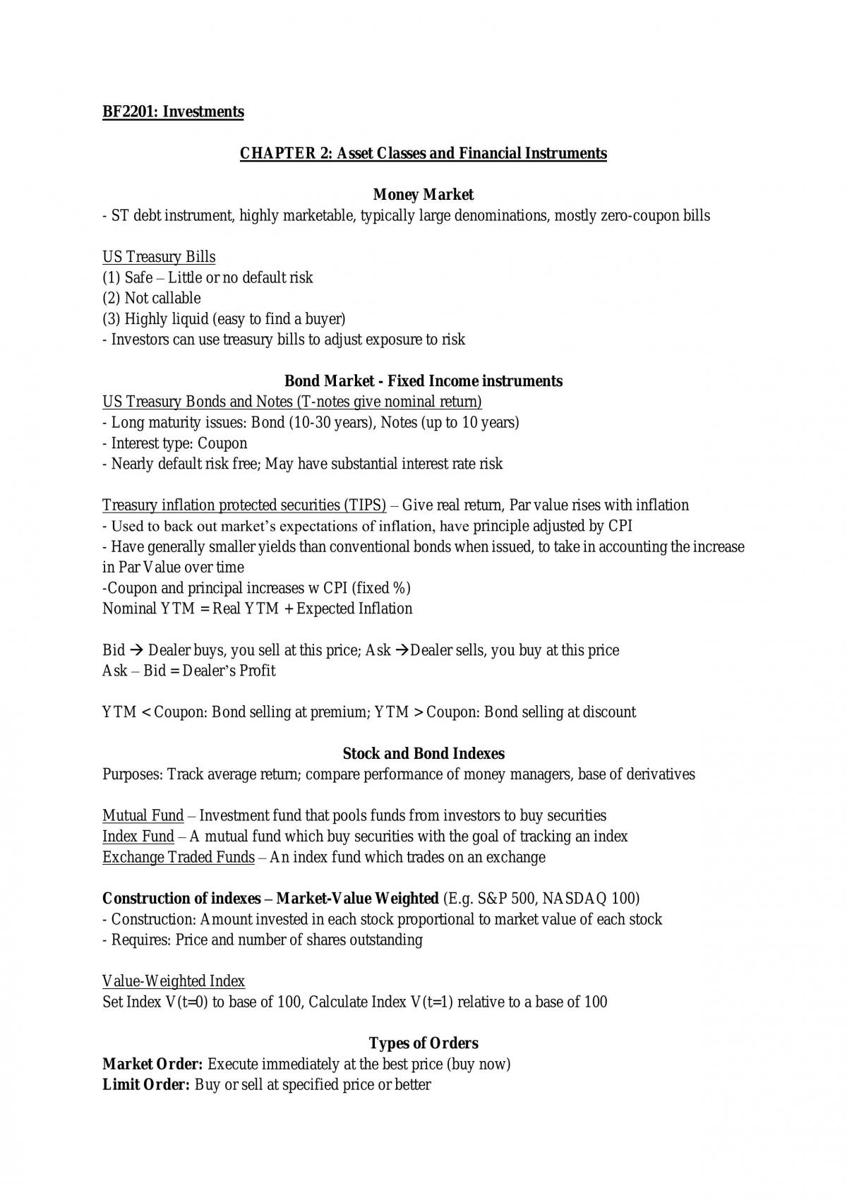 BF2201 - Investments full compiled notes - Page 1