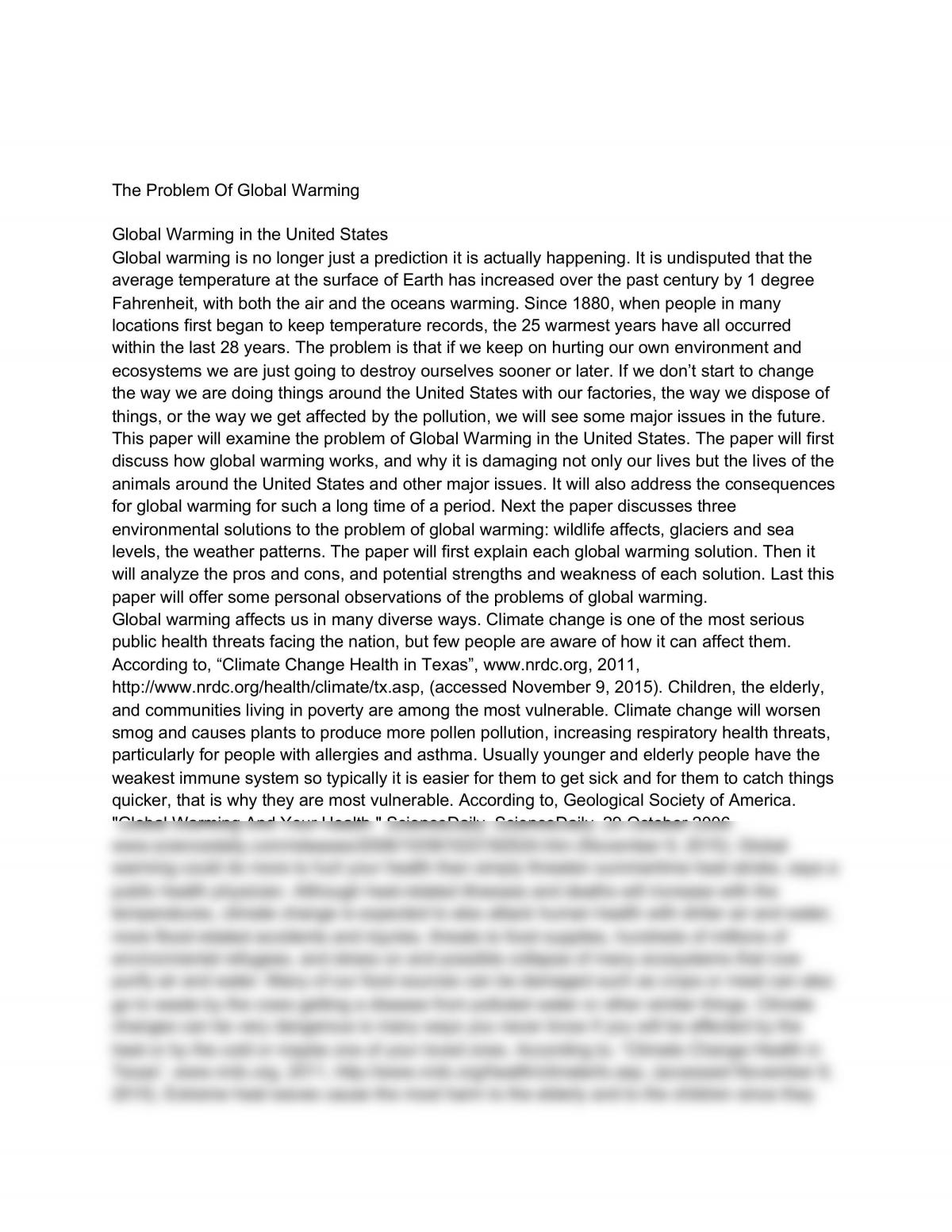 The Problem Of Global Warming - Page 1