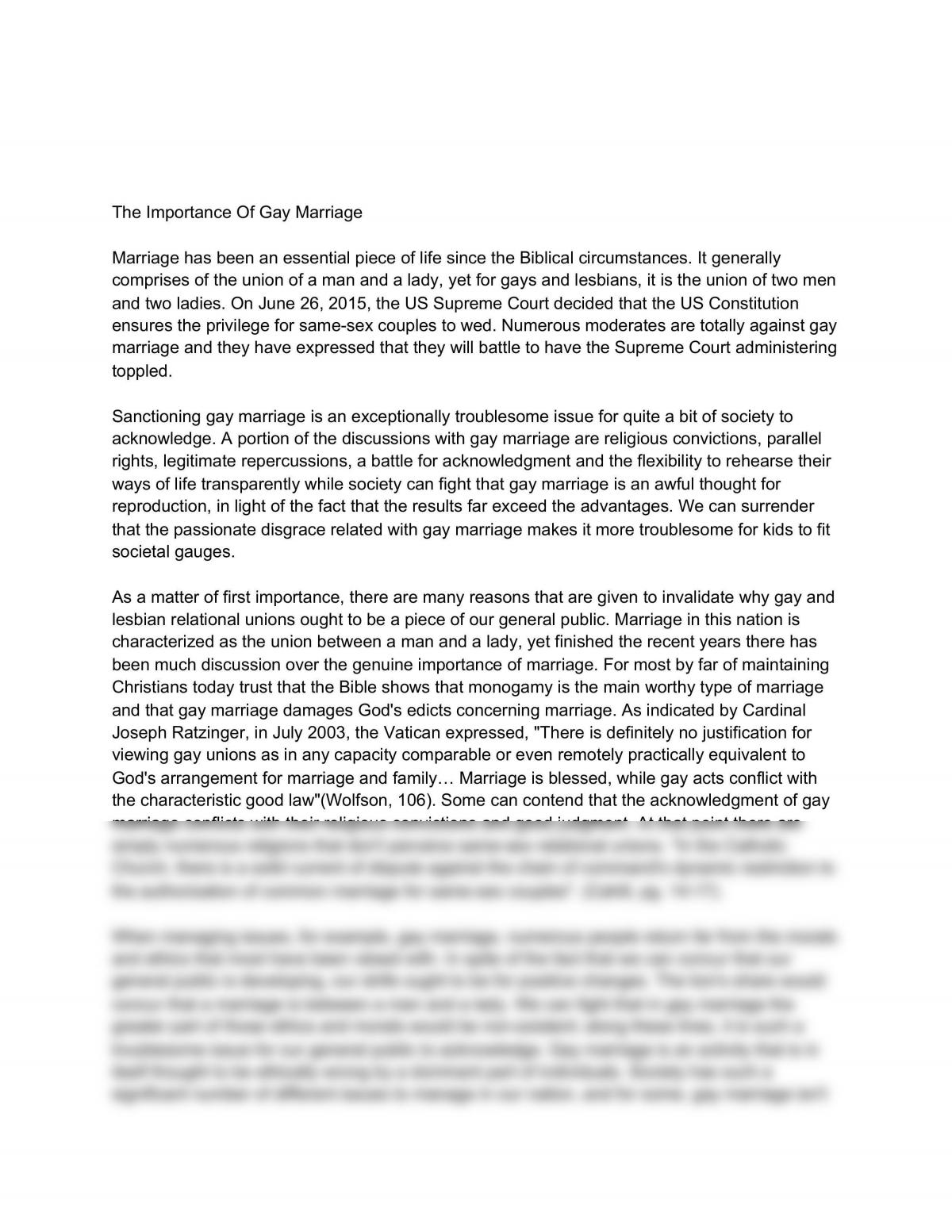 The Importance Of Gay Marriage - Page 1