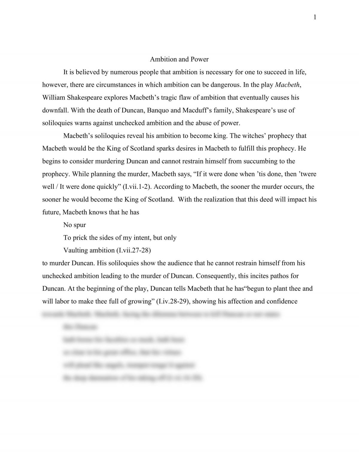 Macbeth Essay  - Page 1