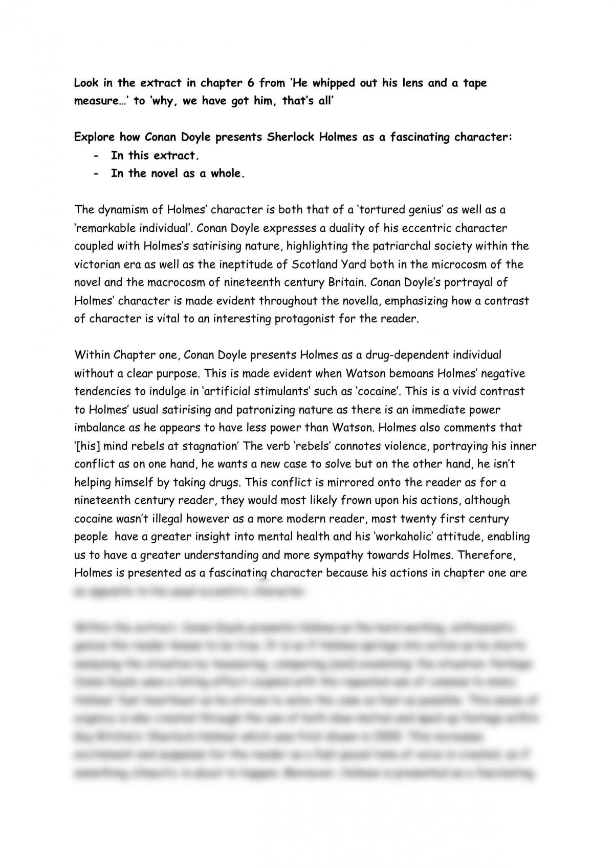 character analysis essay on sherlock holmes