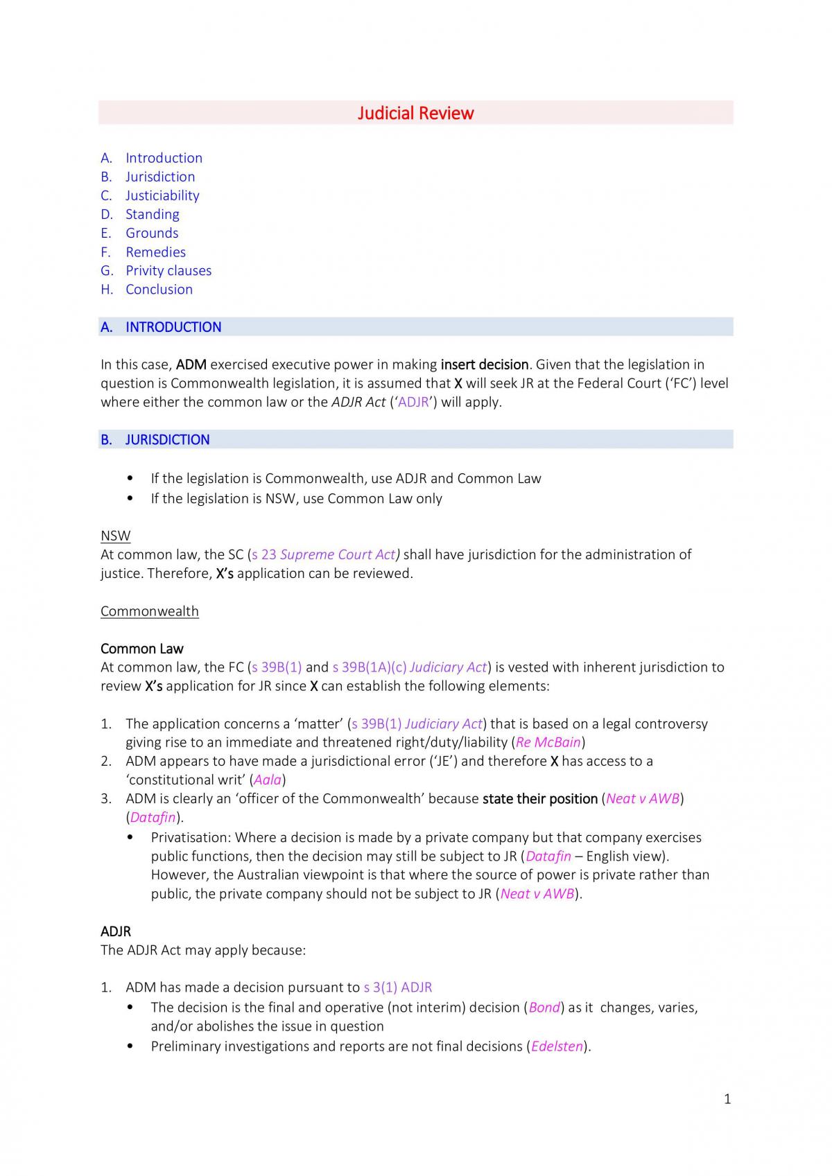 HD Admin Law Notes - Page 1