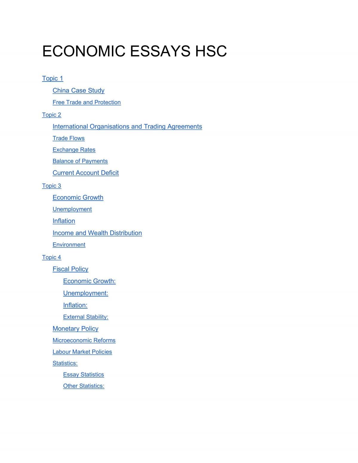 economics hsc essay