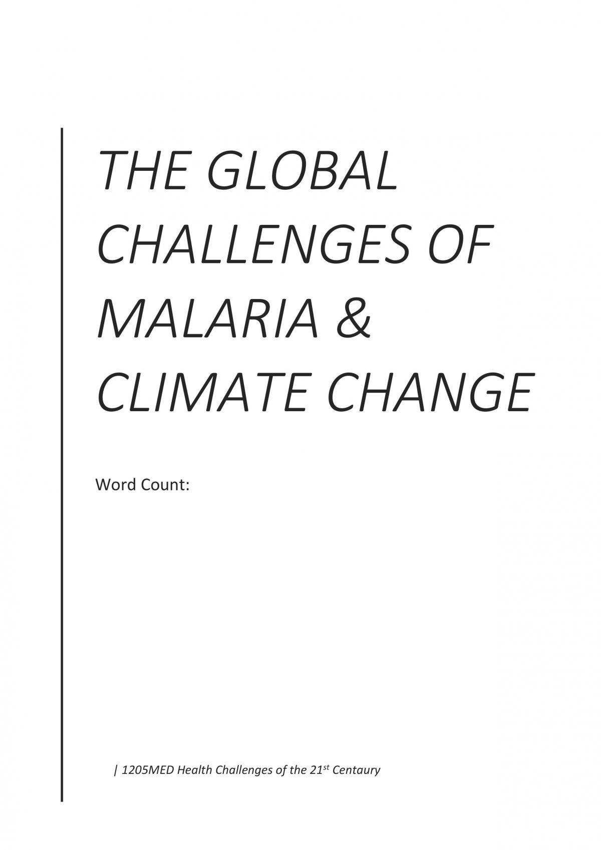 The Global Challenges of Malaria and Climate Change - Page 1