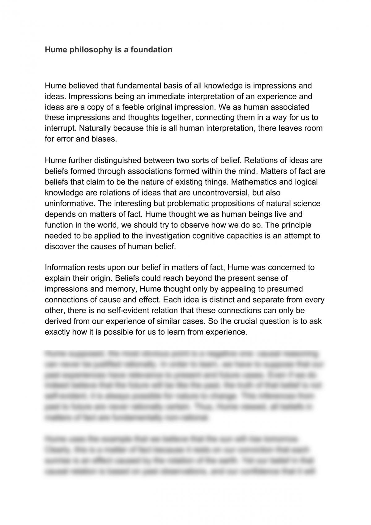 Hume philosophy is a foundation - Page 1