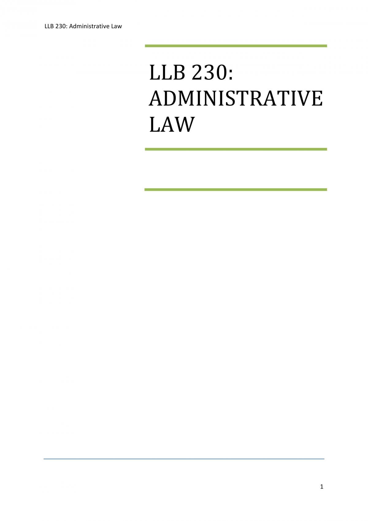 LLB230 Admin Law Exam Notes - Page 1
