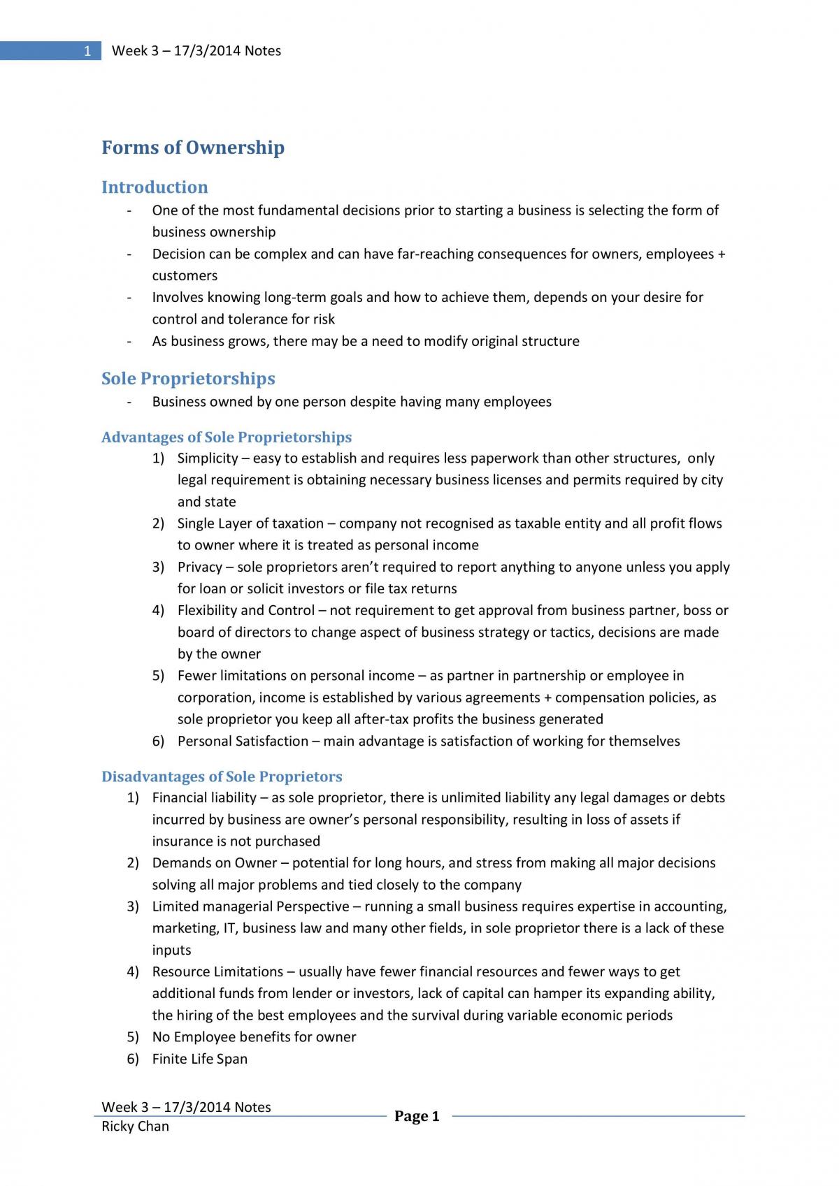BUSS1001 Lecture 1 Course Notes - Page 1