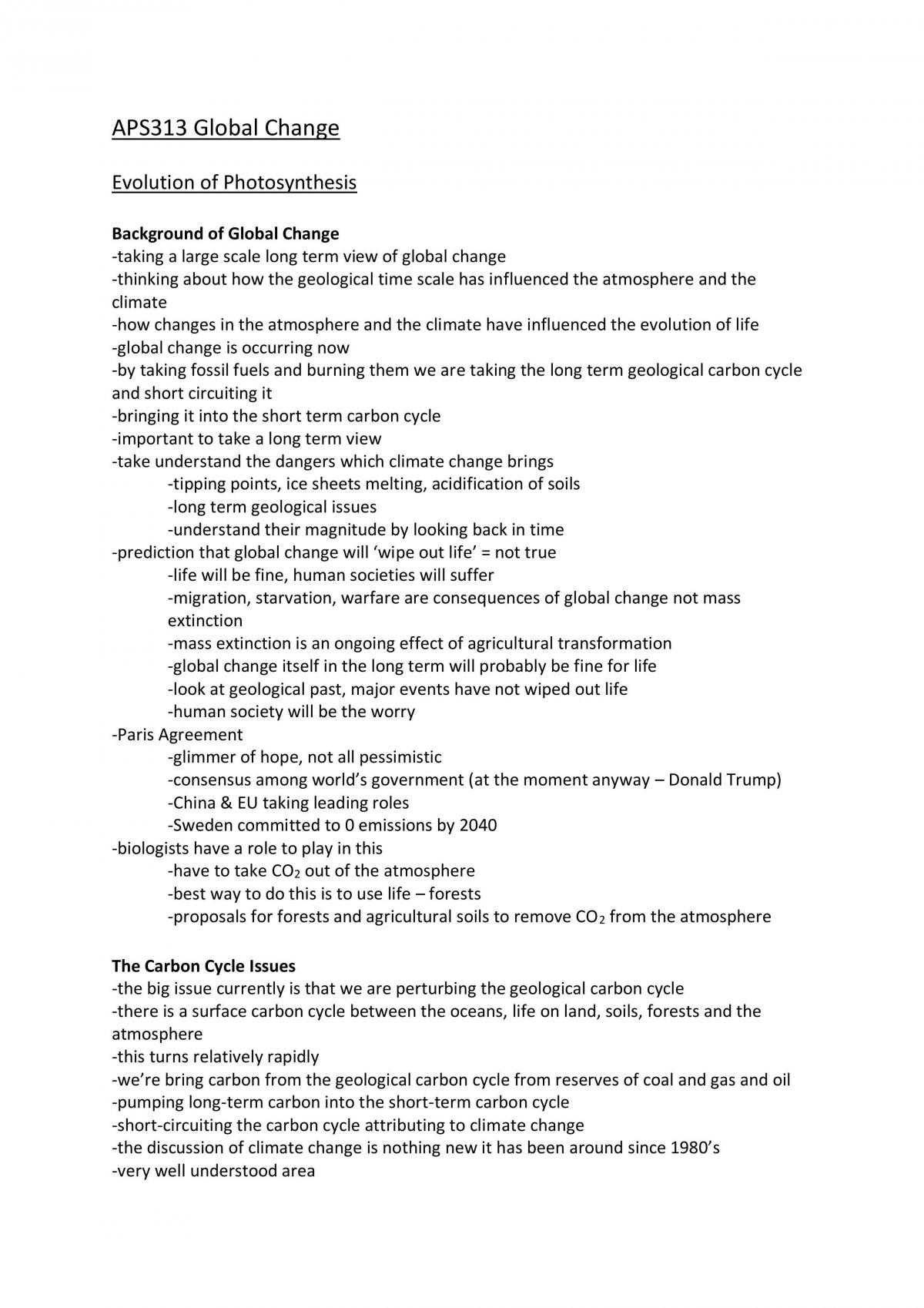 APS313 Global Change Notes - Page 1