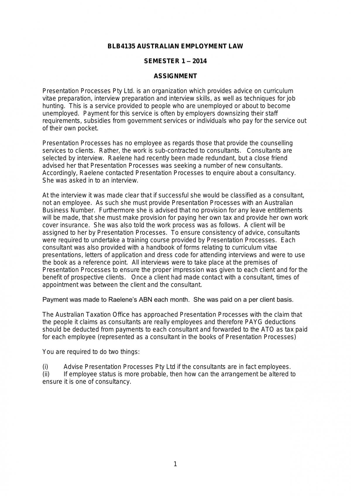 Independent contractor v employee - Page 1