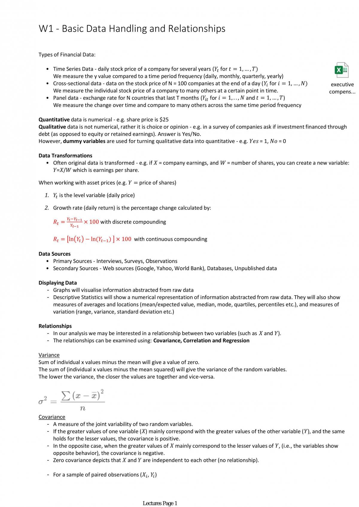 FINC203 Study Notes - Page 1