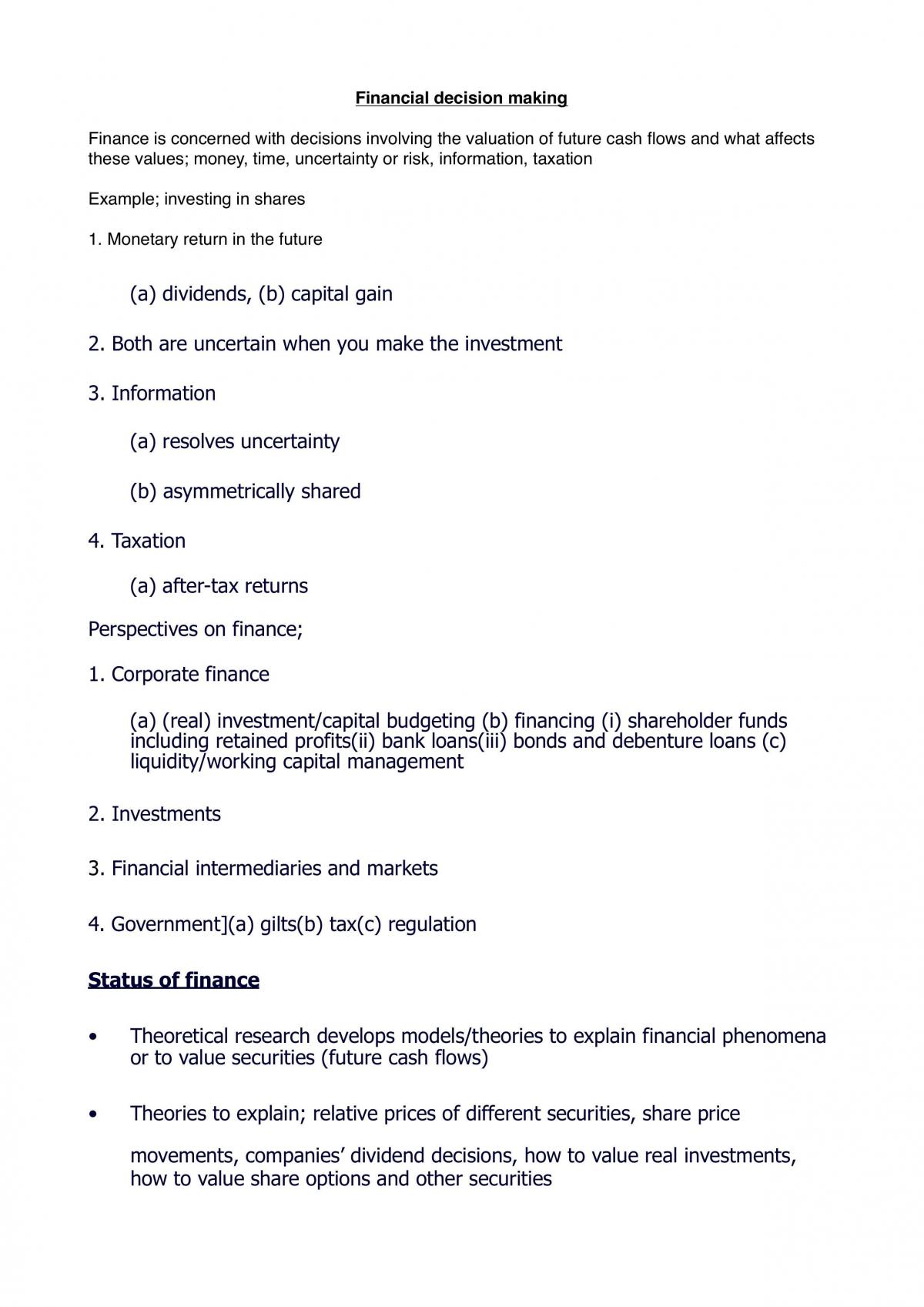 Financial Decision Making Notes - Page 1
