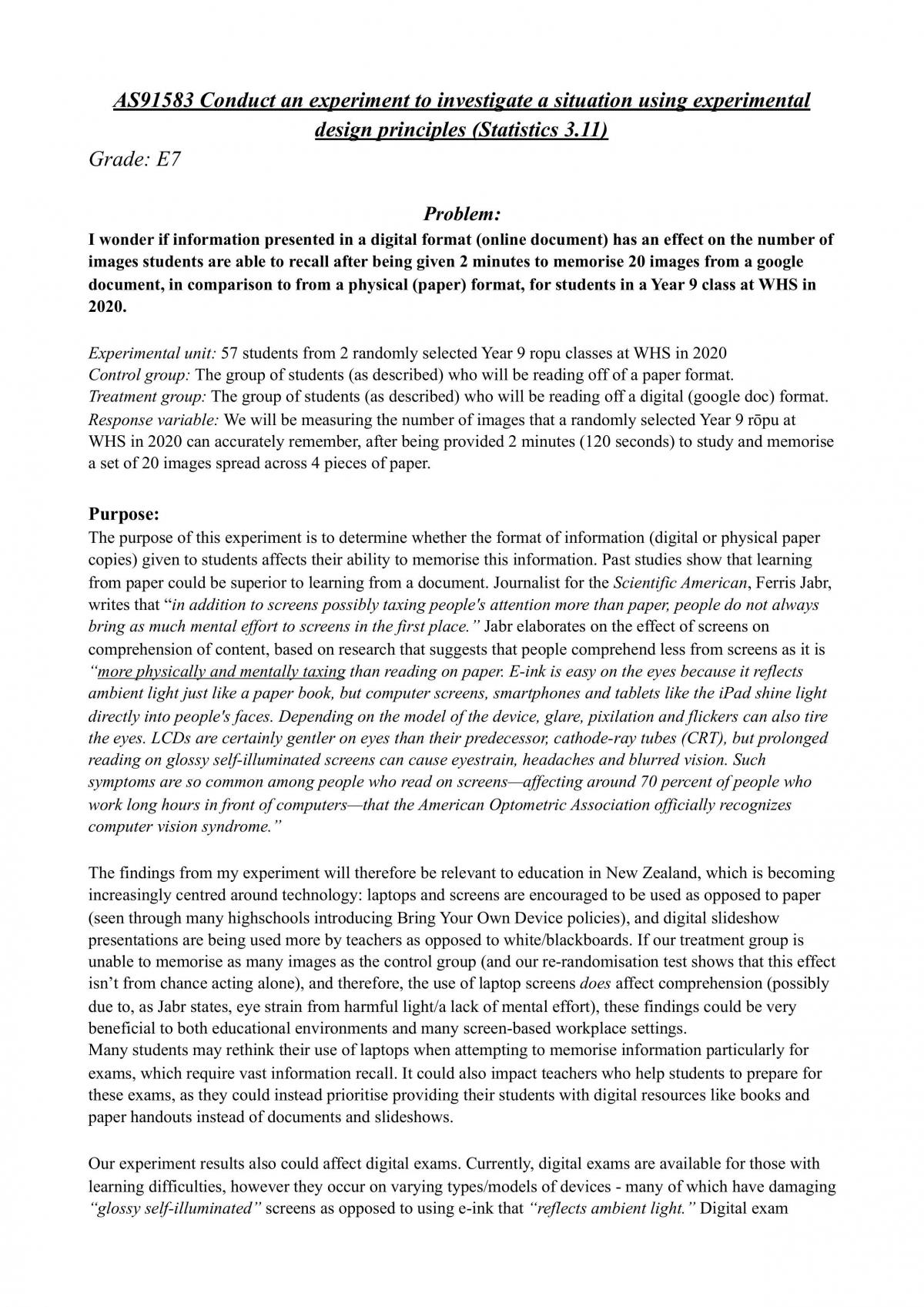 AS91583 Statistics 3.11 - Page 1